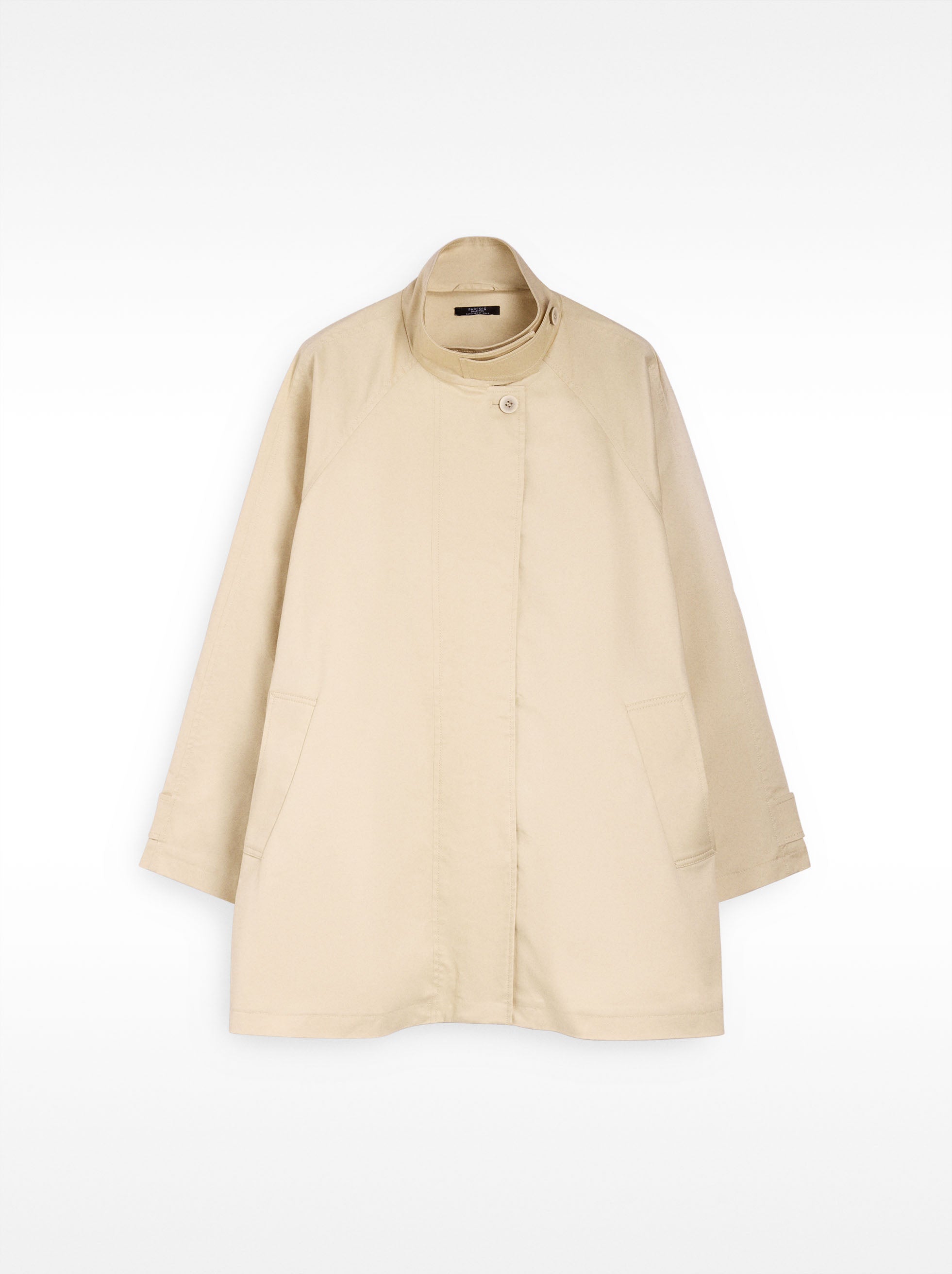 Trench De Algodón Cuello Alto
