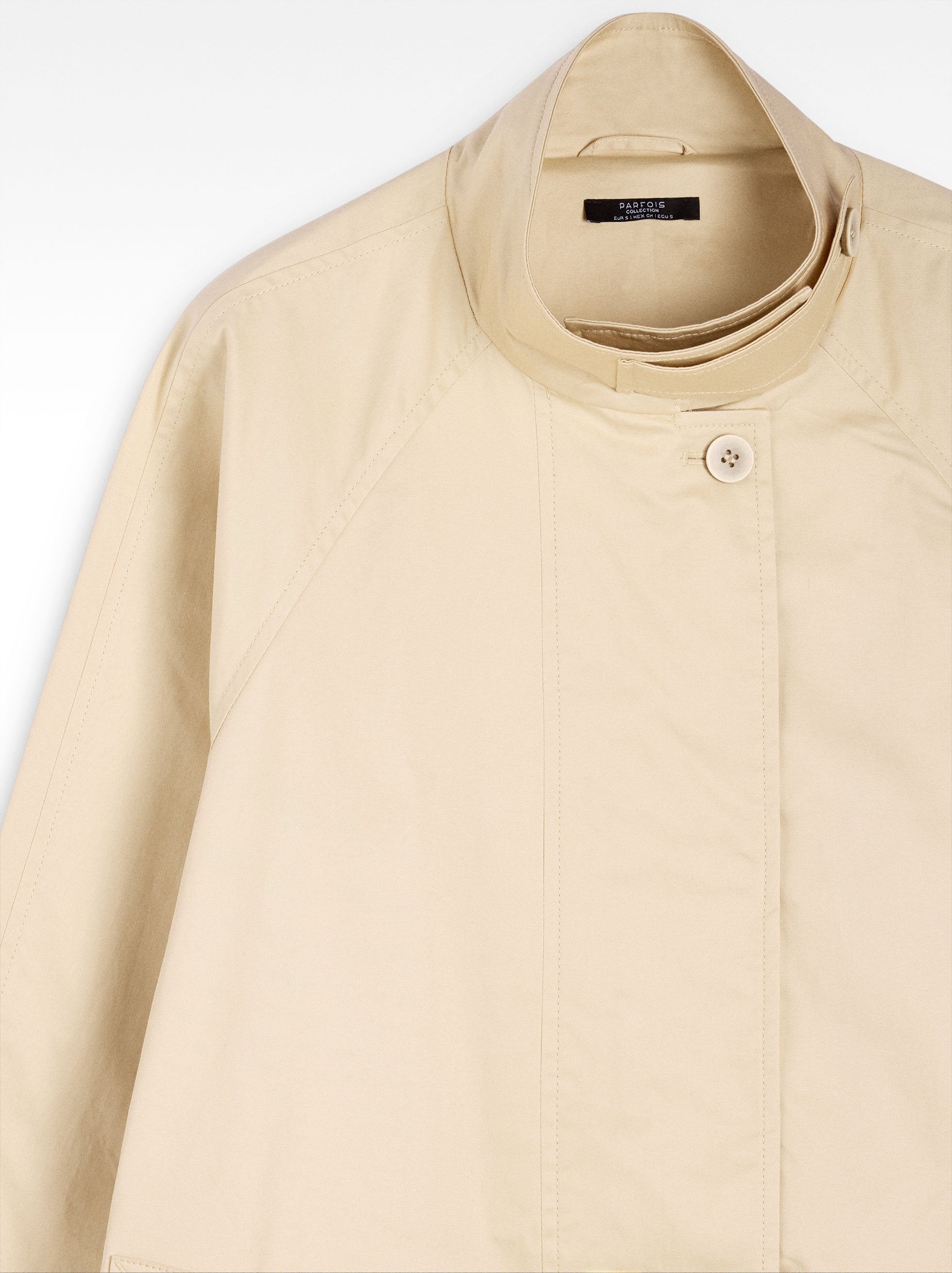 Trench De Algodón Cuello Alto