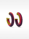 Pendientes De Aro Abiertos Multicolor Con Abalorios