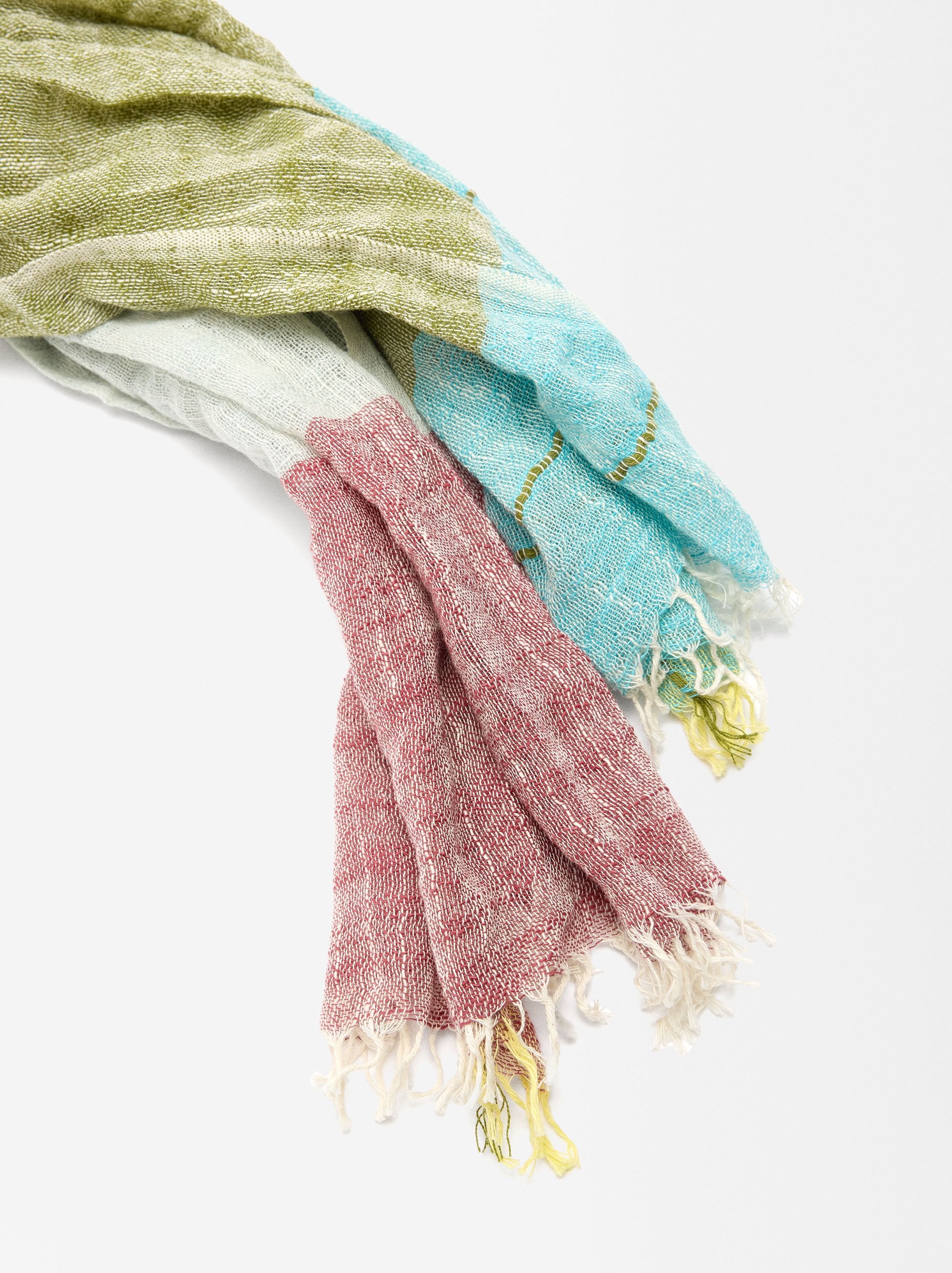 Pashmina De Algodón Con Flecos
