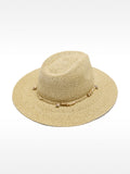 Sombrero Efecto Rafia Con Conchas Y Piedras