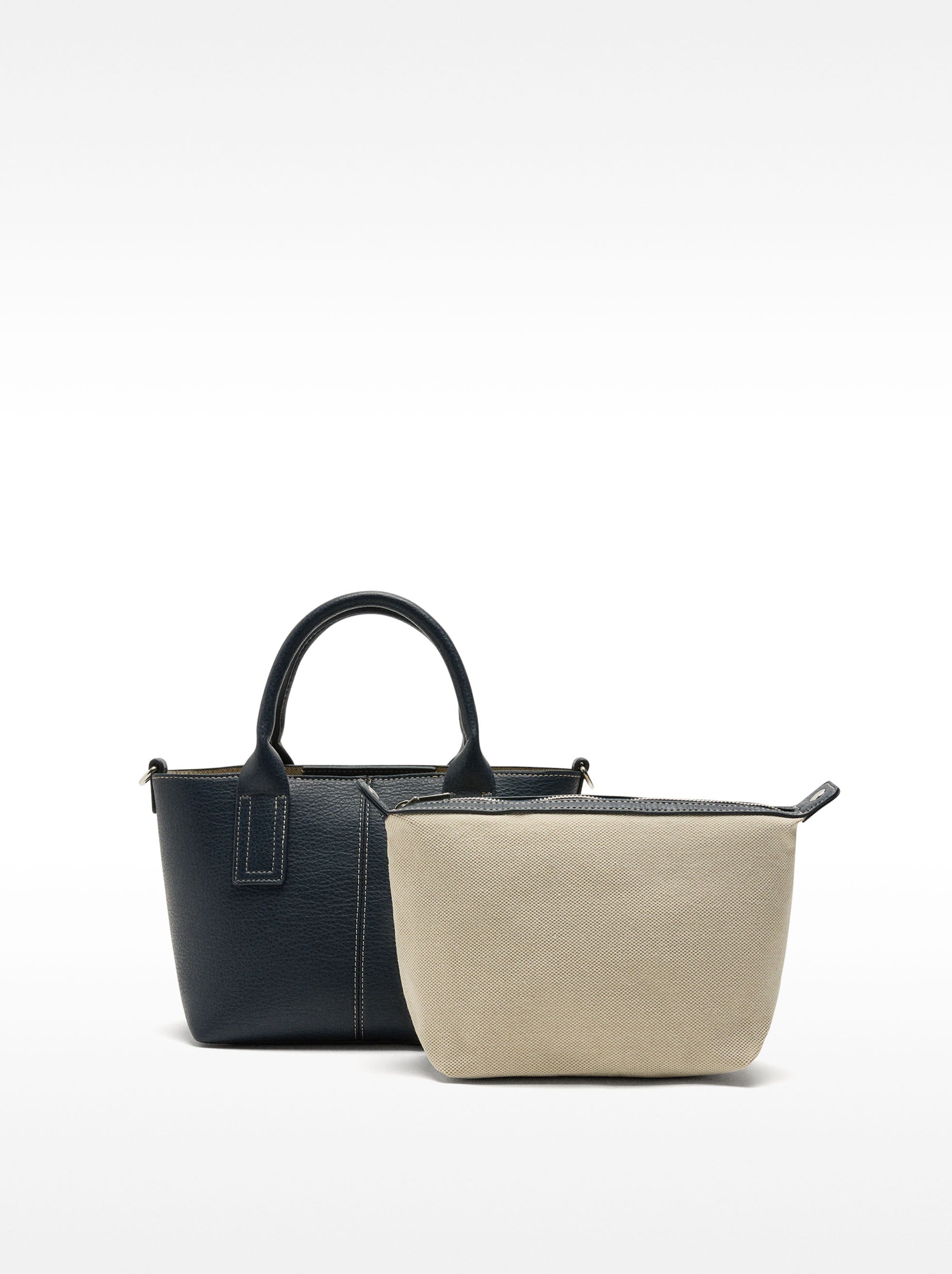 Bolso Tote Con Textura Y Bolsa Extraíble