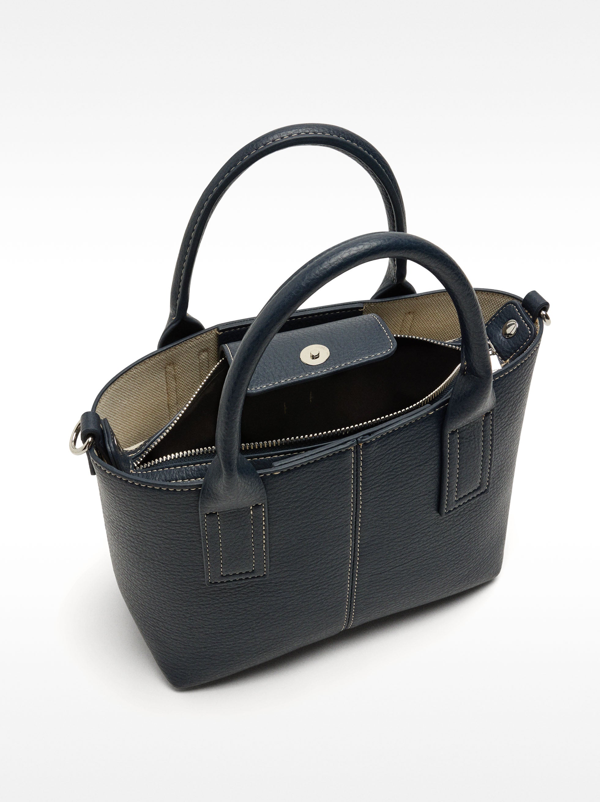 Bolso Tote Con Textura Y Bolsa Extraíble