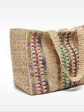 Bolso Shopper Multicolor De Efecto Rafia