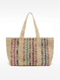Bolso Shopper Multicolor De Efecto Rafia