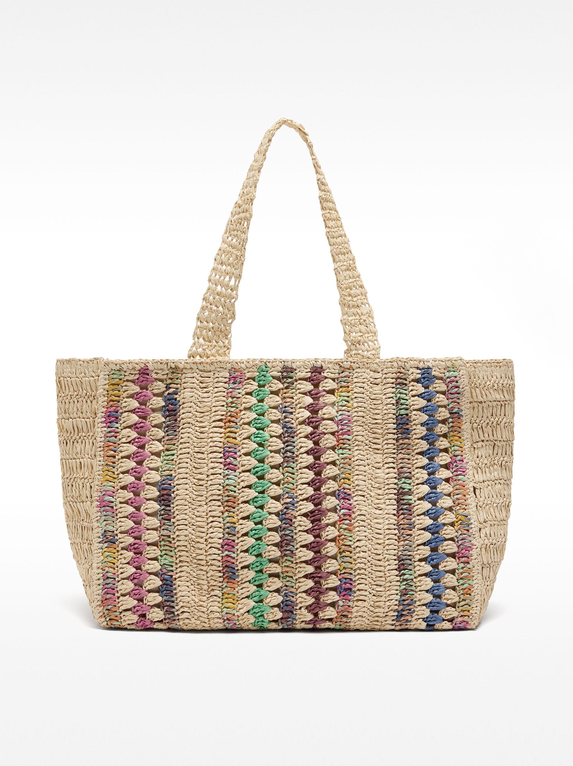 Bolso Shopper Multicolor De Efecto Rafia