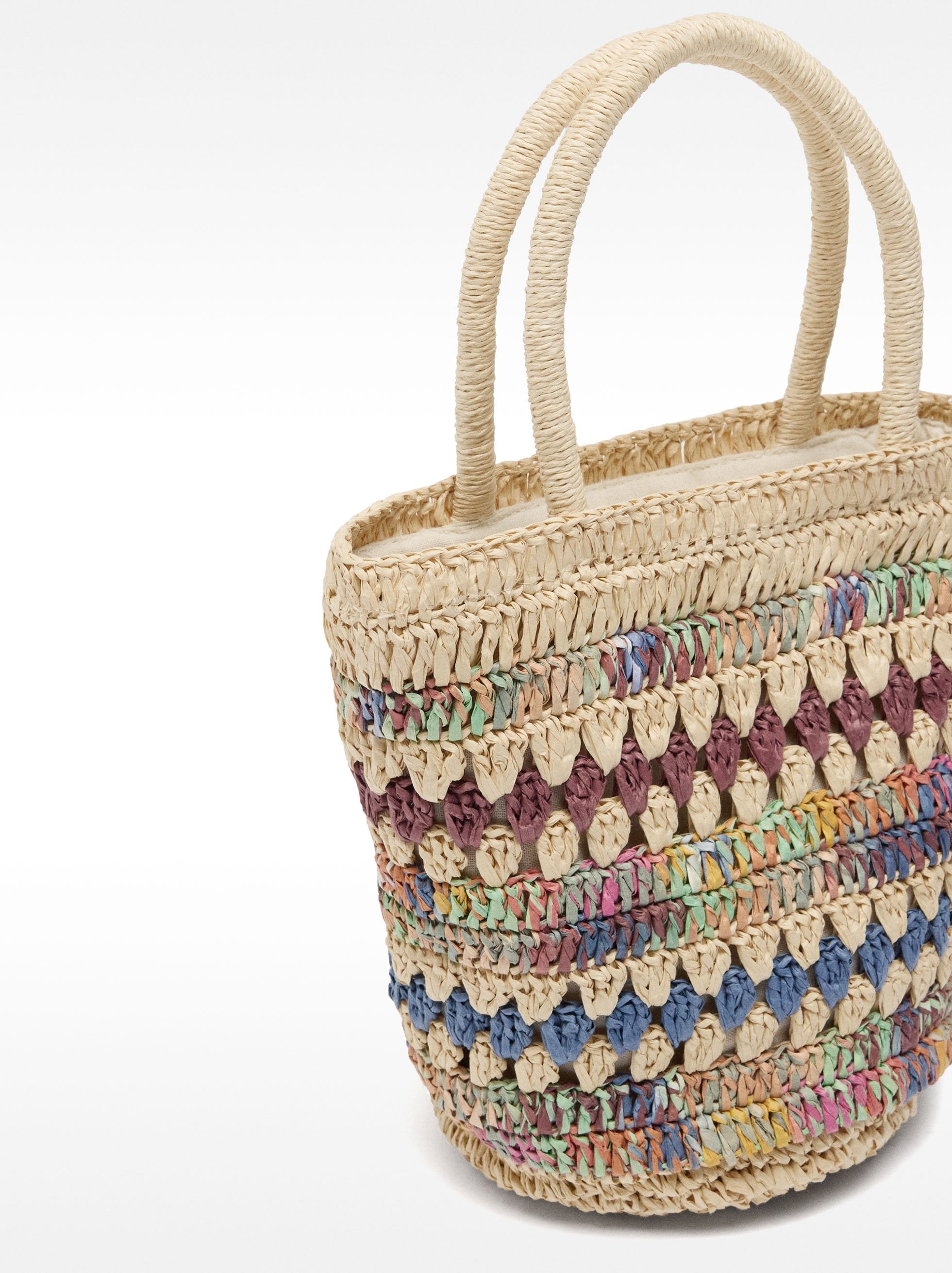 Bolso De Mano Con Bandolera Efecto Rafia