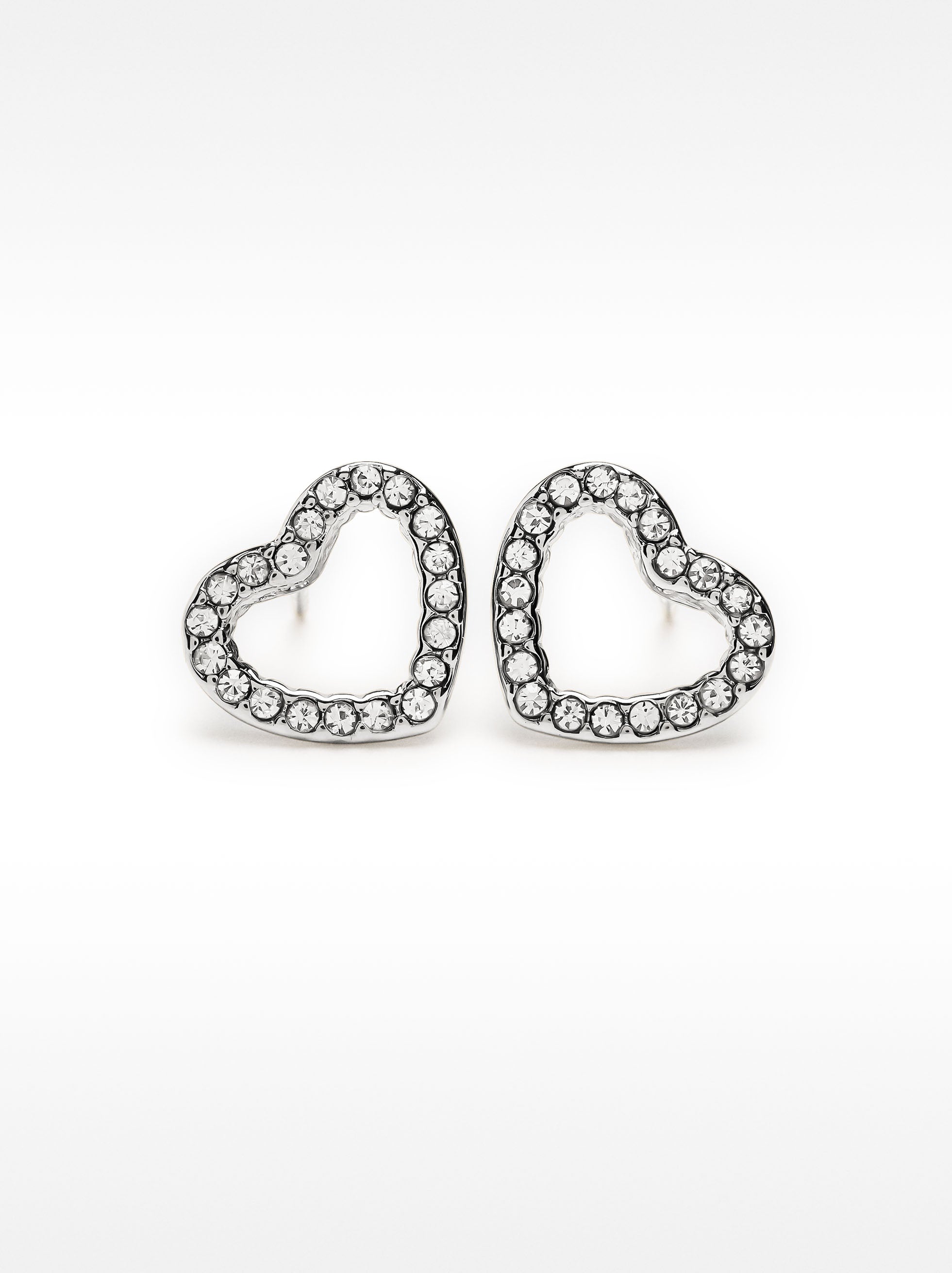 Pendientes De Corazón Con Cristales - Acero Inoxidable