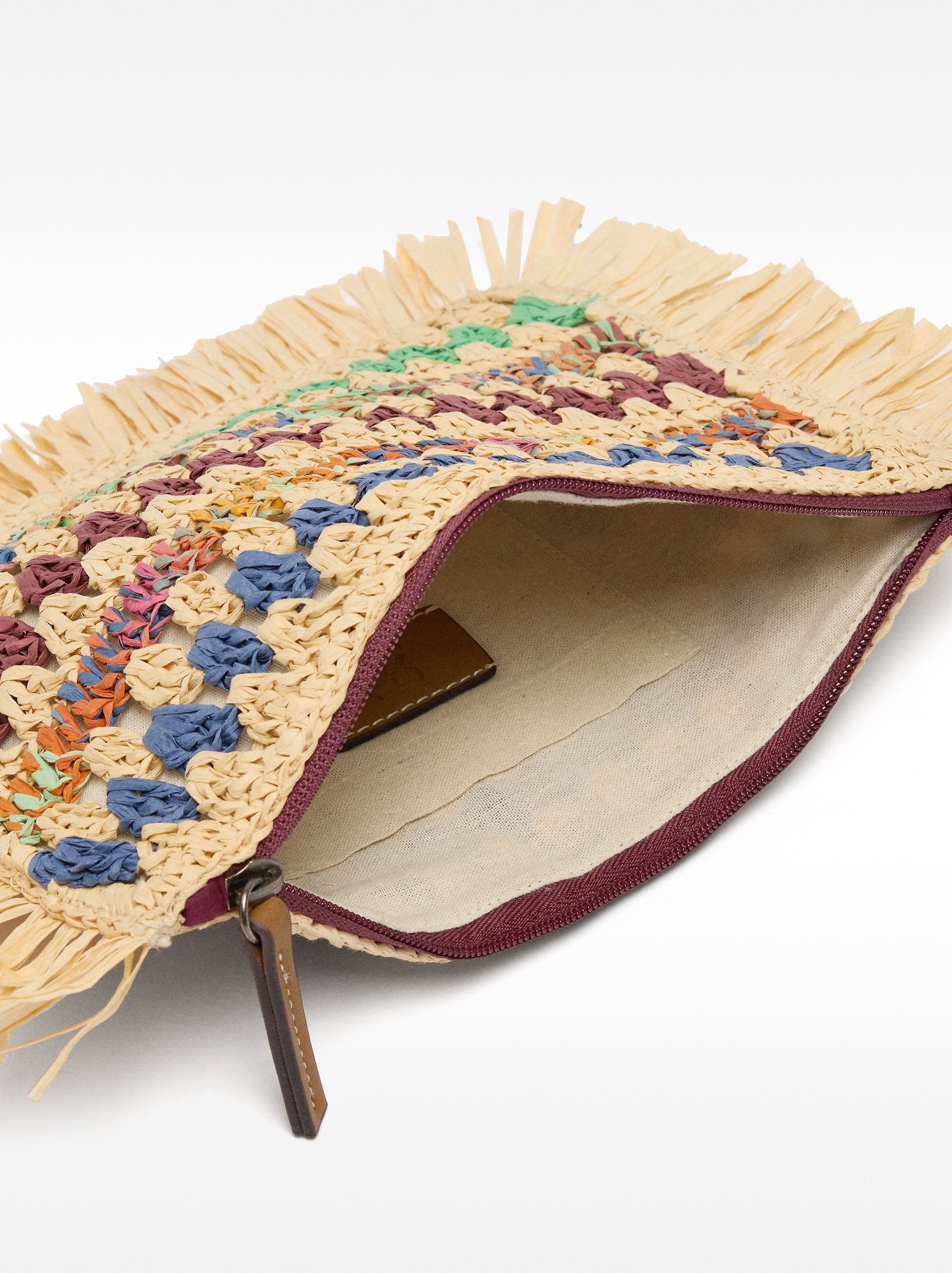 Bolso De Mano Multicolor Con Efecto Rafia