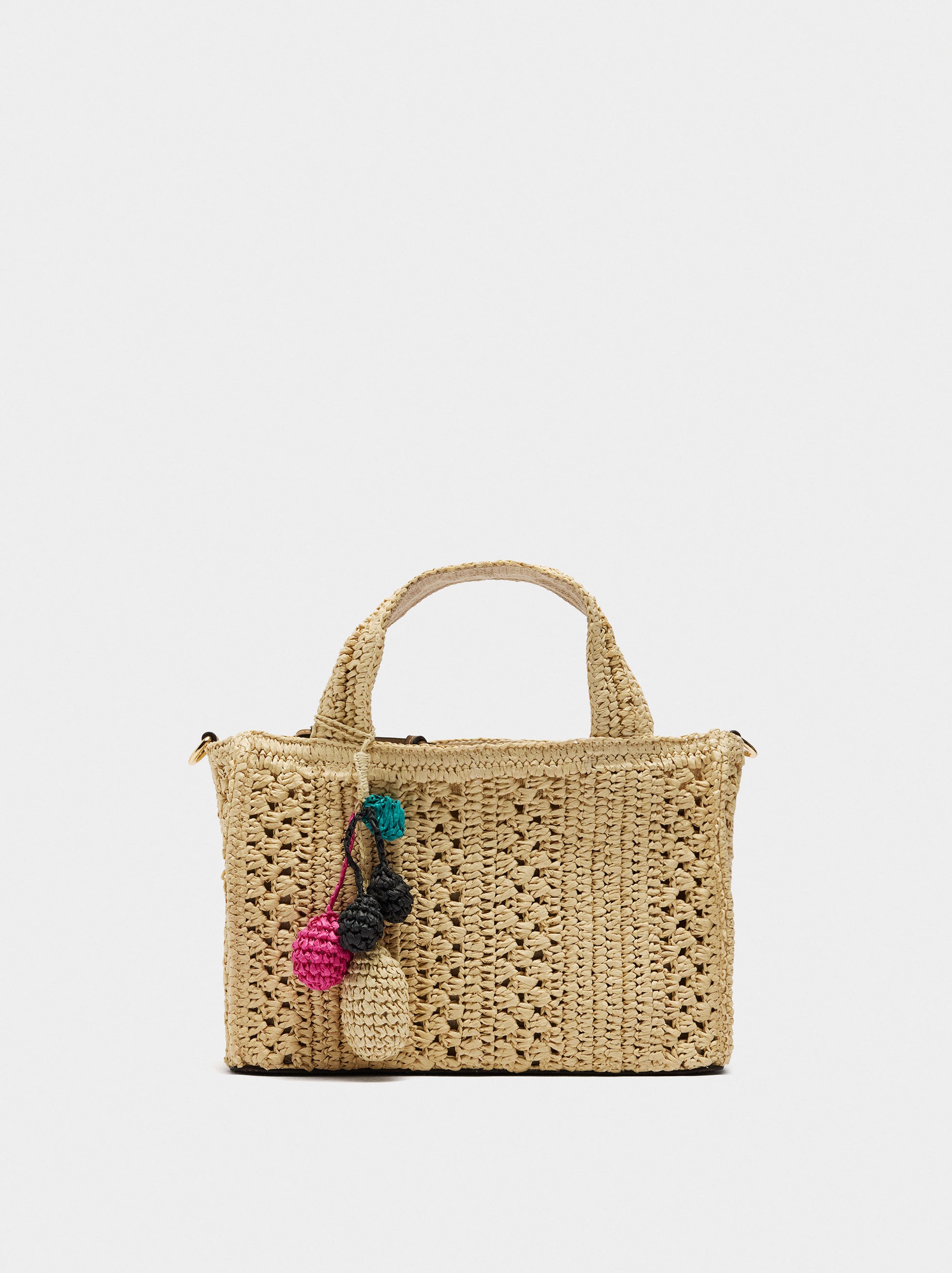 Bolso Tote Efecto Rafia Con Bandolera