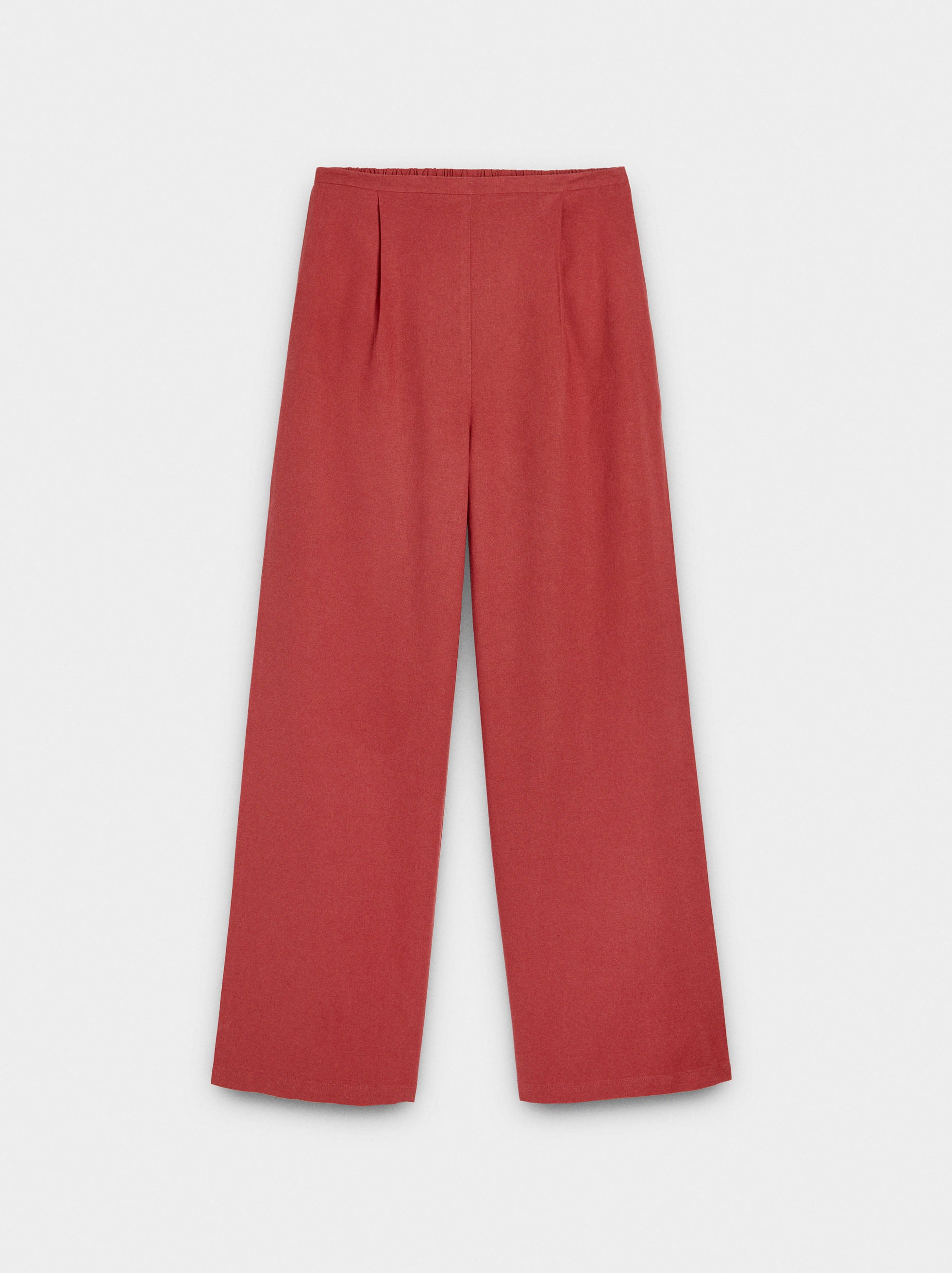 Pantalón Mezcla De Lino Cintura Elástica