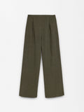 Pantalón Mezcla De Lino Cintura Elástica