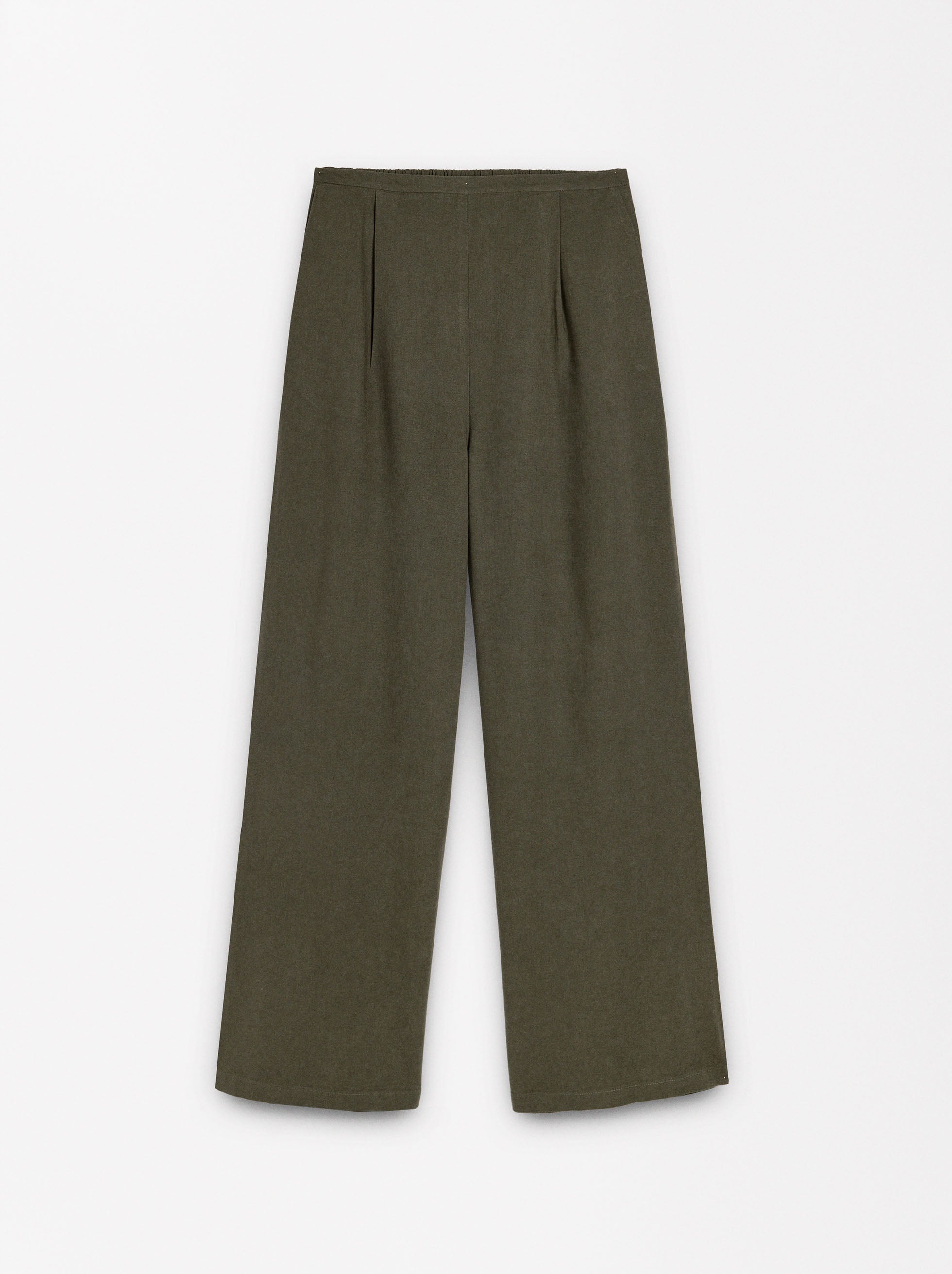 Pantalón Mezcla De Lino Cintura Elástica
