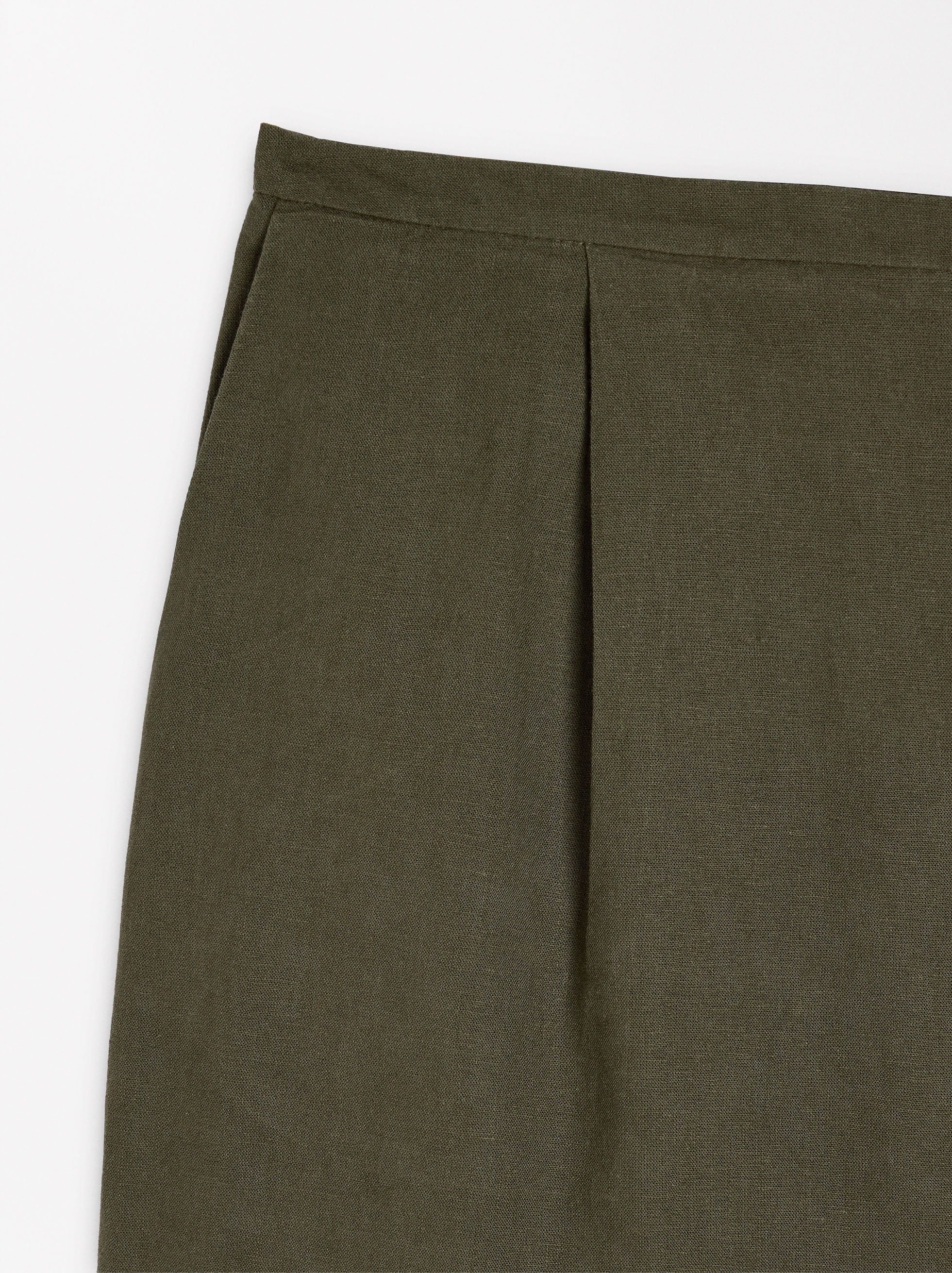 Pantalón Mezcla De Lino Cintura Elástica