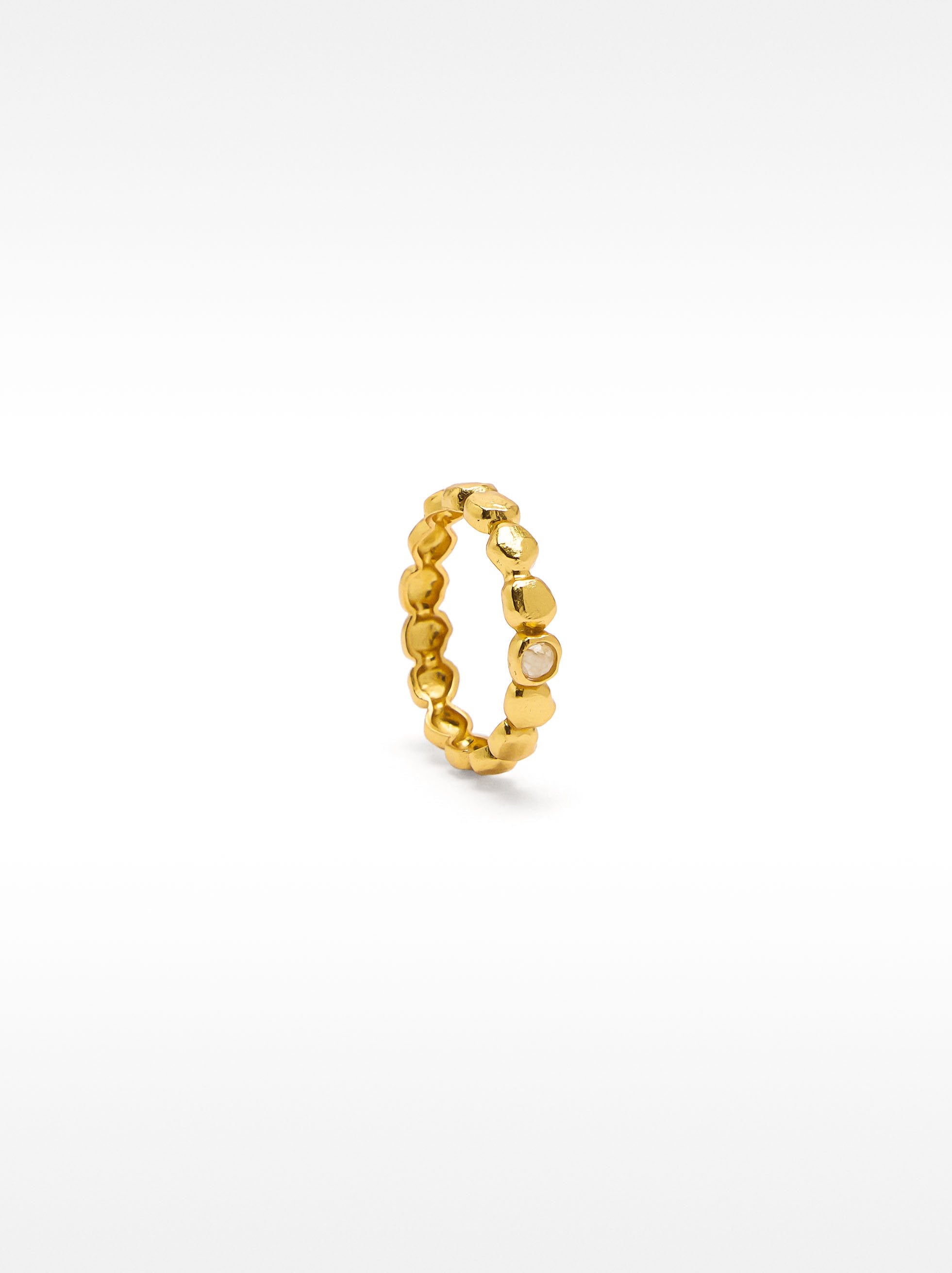 Anillo Círculos Y Piedra - Plata De Ley 925