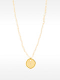 Collar De Perla De Agua Dulce Con Medalla - Plata De Ley 925