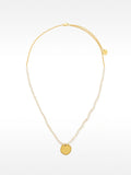Collar De Perla De Agua Dulce Con Medalla - Plata De Ley 925