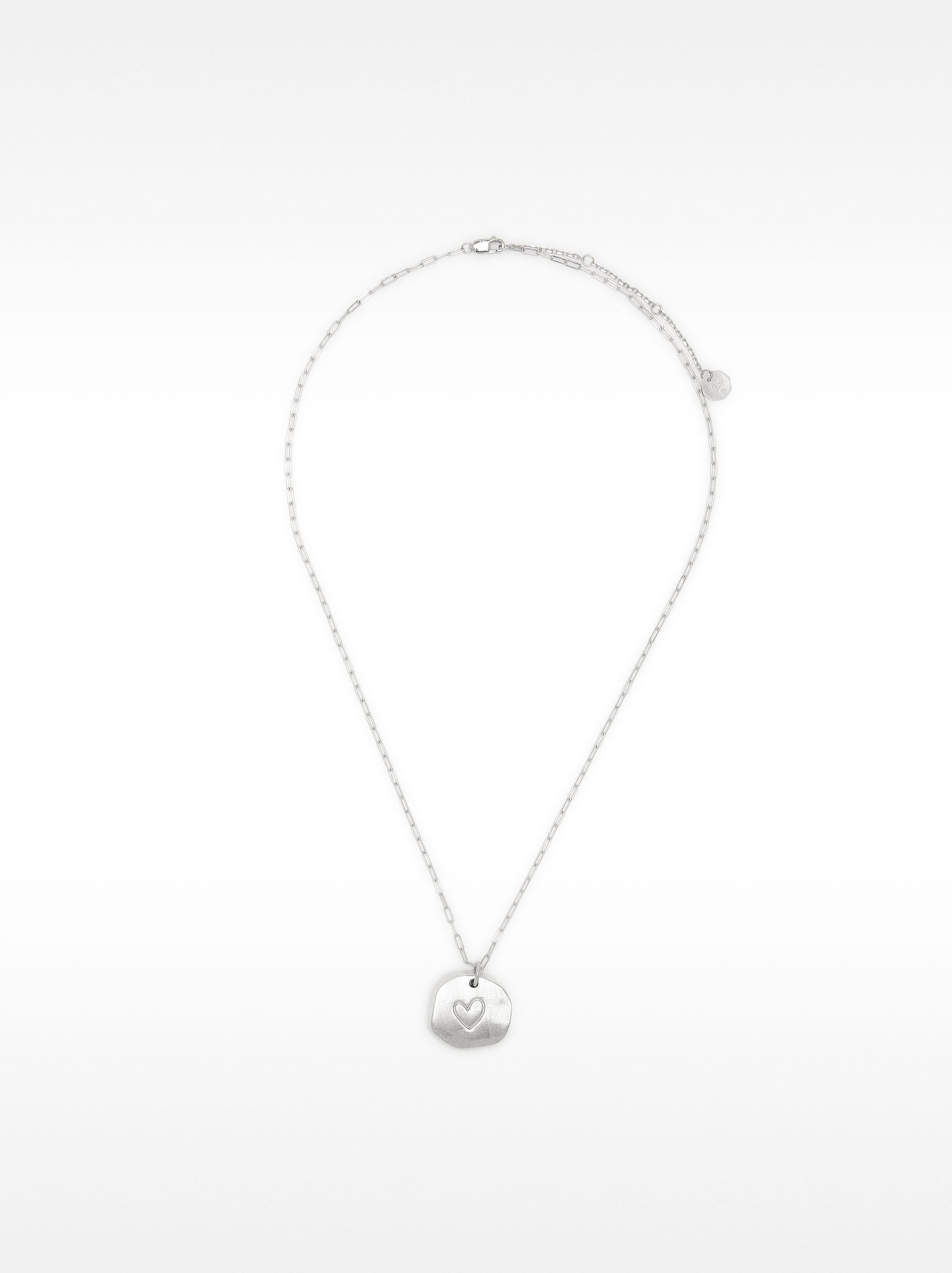 Collar De Eslabones Con Medalla Corazón - Plata De Ley 925