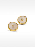 Pendientes De Perla De Agua Dulce Con Circonita - Plata De Ley 925