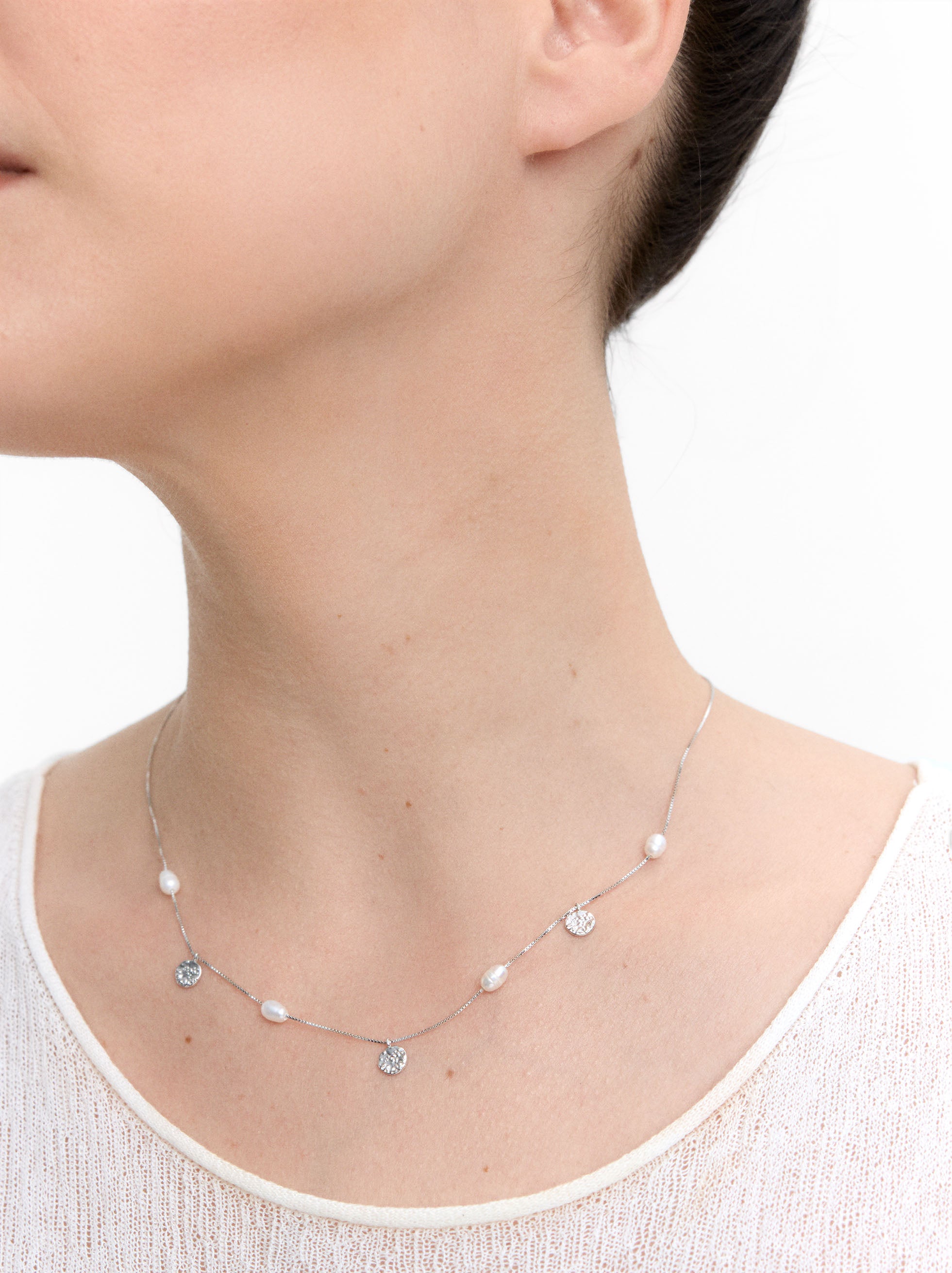 Collar Con Perlas De Agua Dulce - Plata De Ley 925