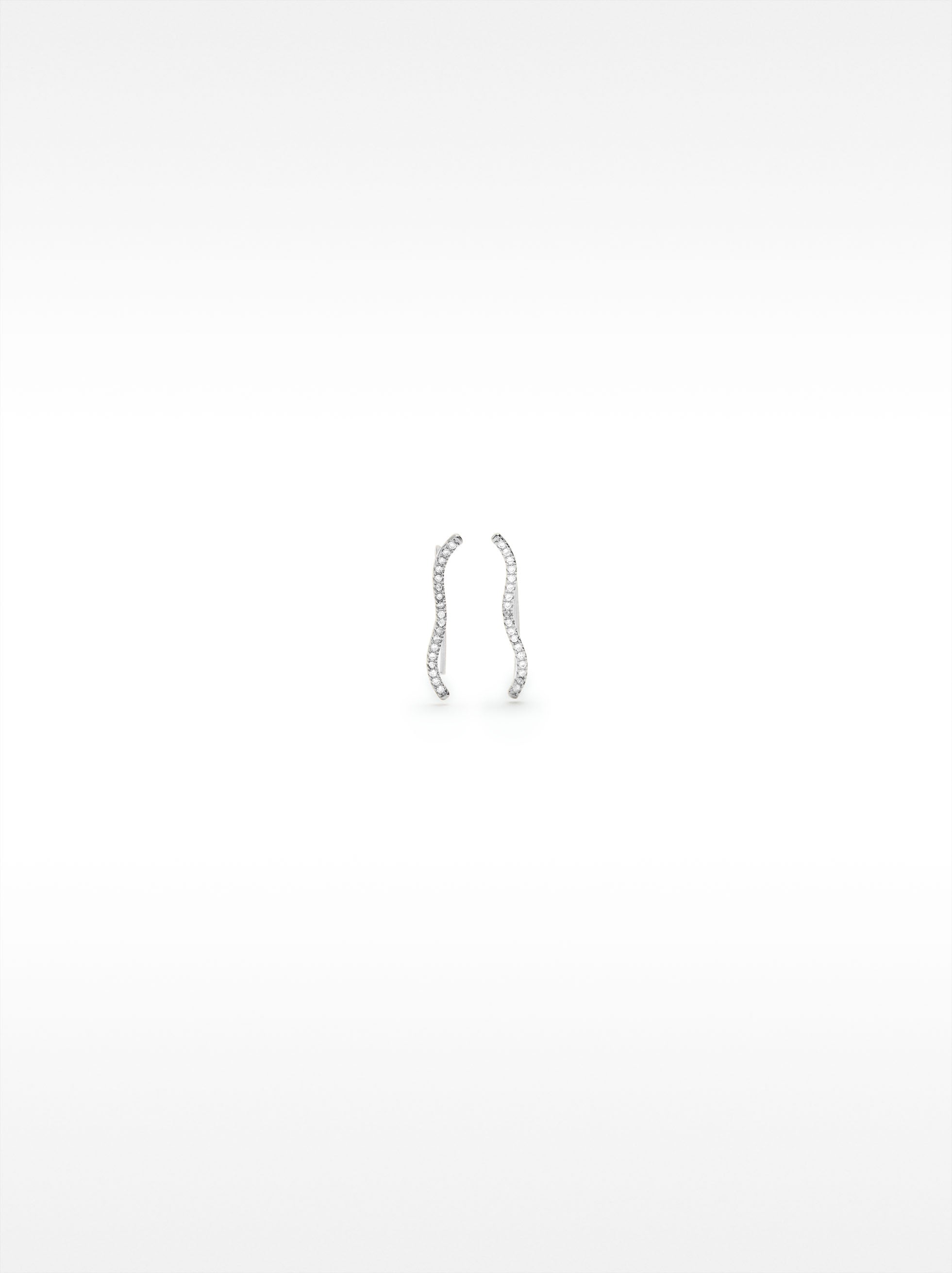 Pendientes Onda Con Circonitas - Plata De Ley 925