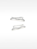 Pendientes Onda Con Circonitas - Plata De Ley 925