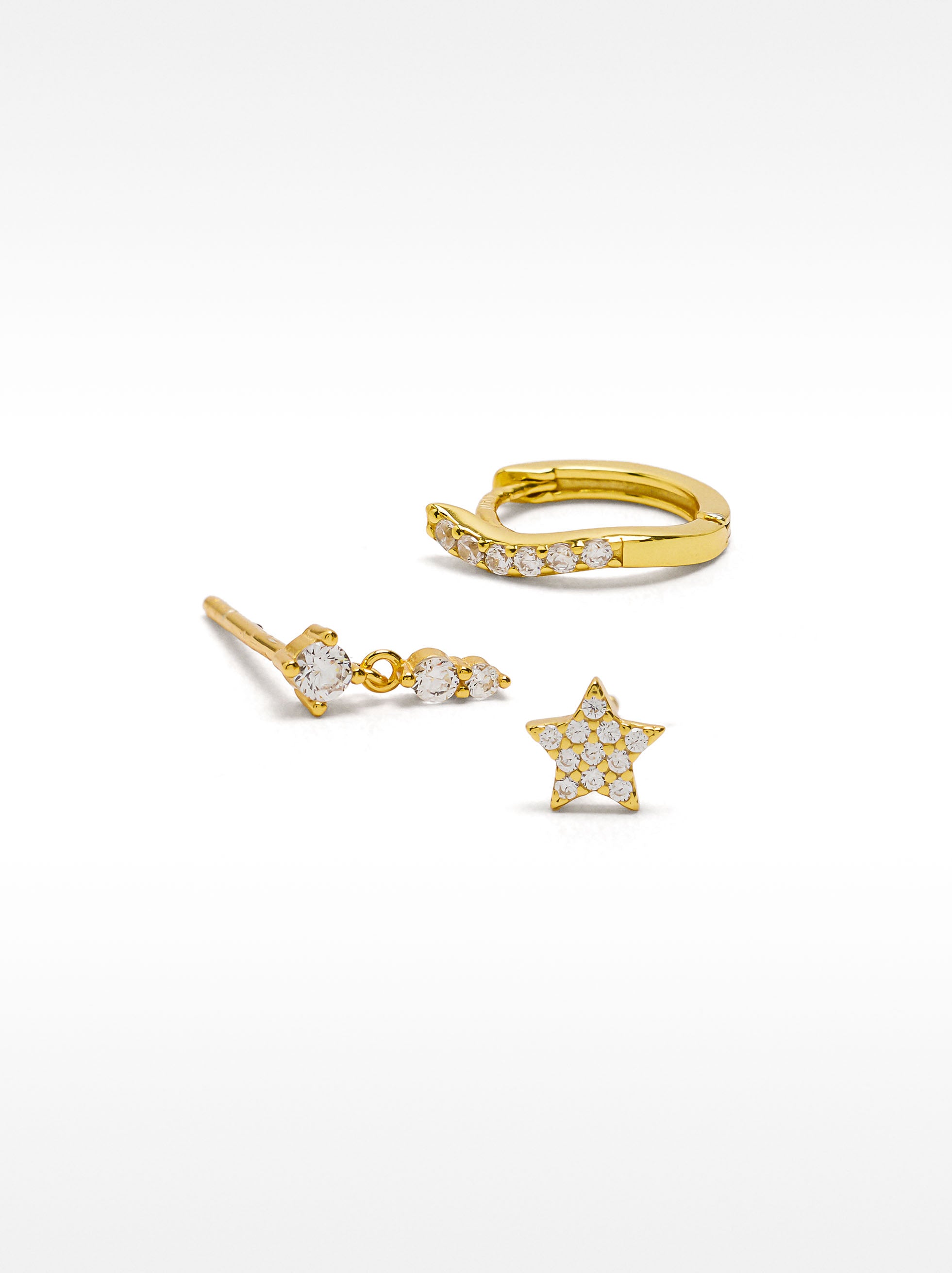 Set De Pendientes Con Circonitas - Plata De Ley 925