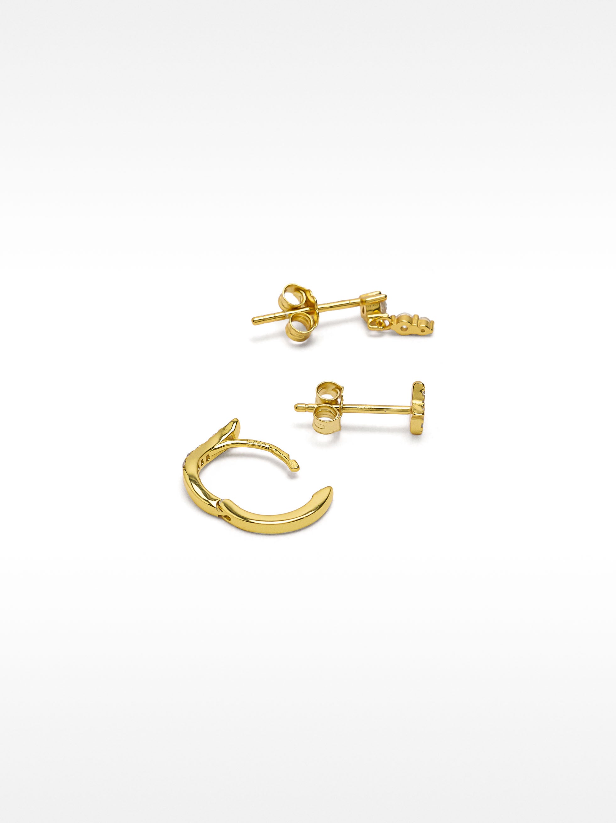 Set De Pendientes Con Circonitas - Plata De Ley 925
