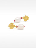 Pendientes De Trébol Con Perla De Agua Dulce - Plata De Ley 925