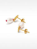 Pendientes De Trébol Con Perla De Agua Dulce - Plata De Ley 925