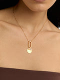 Collar De Eslabones Con Medalla Y Perla De Agua Dulce - Plata De Ley 925