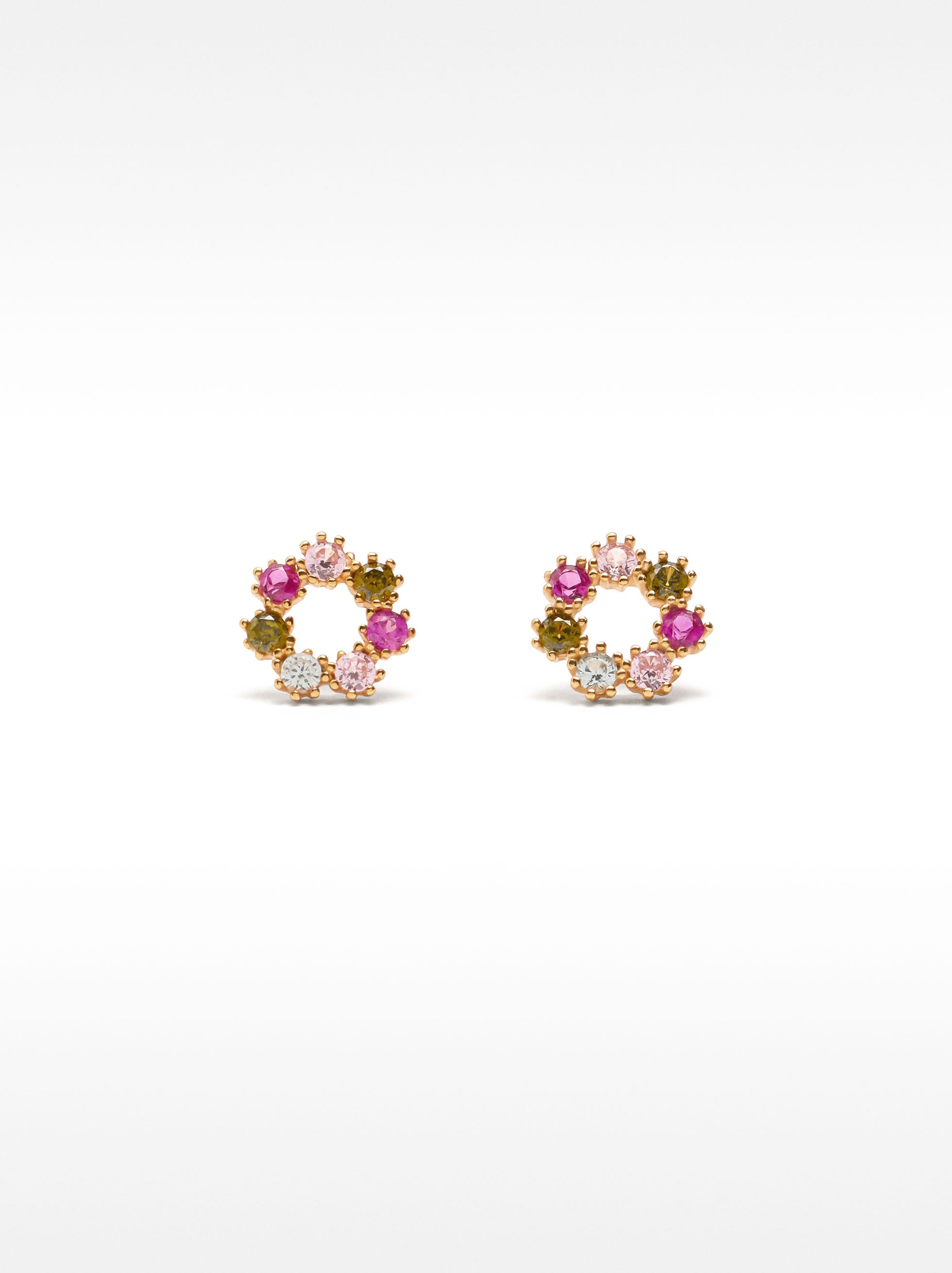 Pendientes Multicolores Con Circonitas - Plata De Ley 925