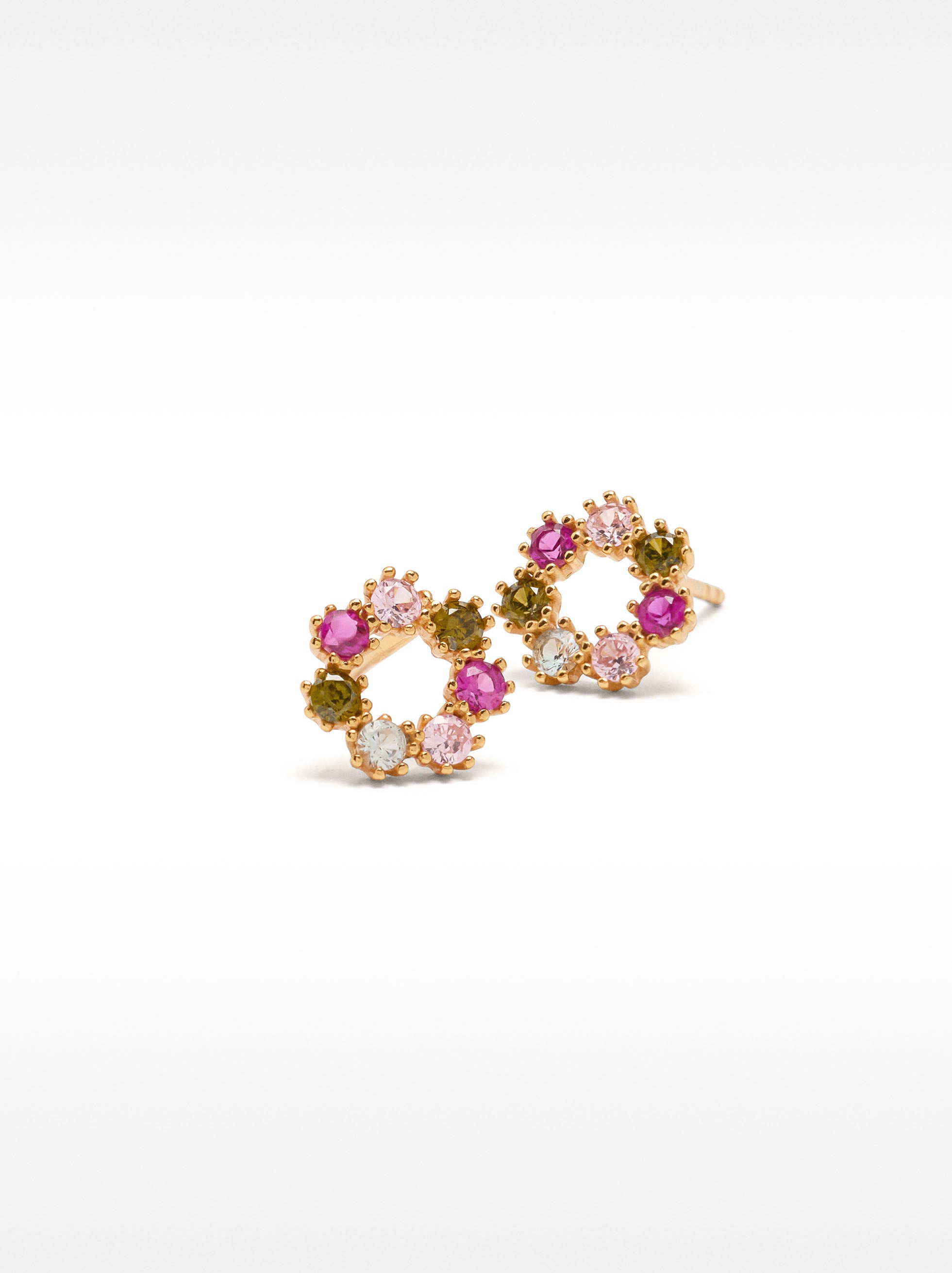 Pendientes Multicolores Con Circonitas - Plata De Ley 925