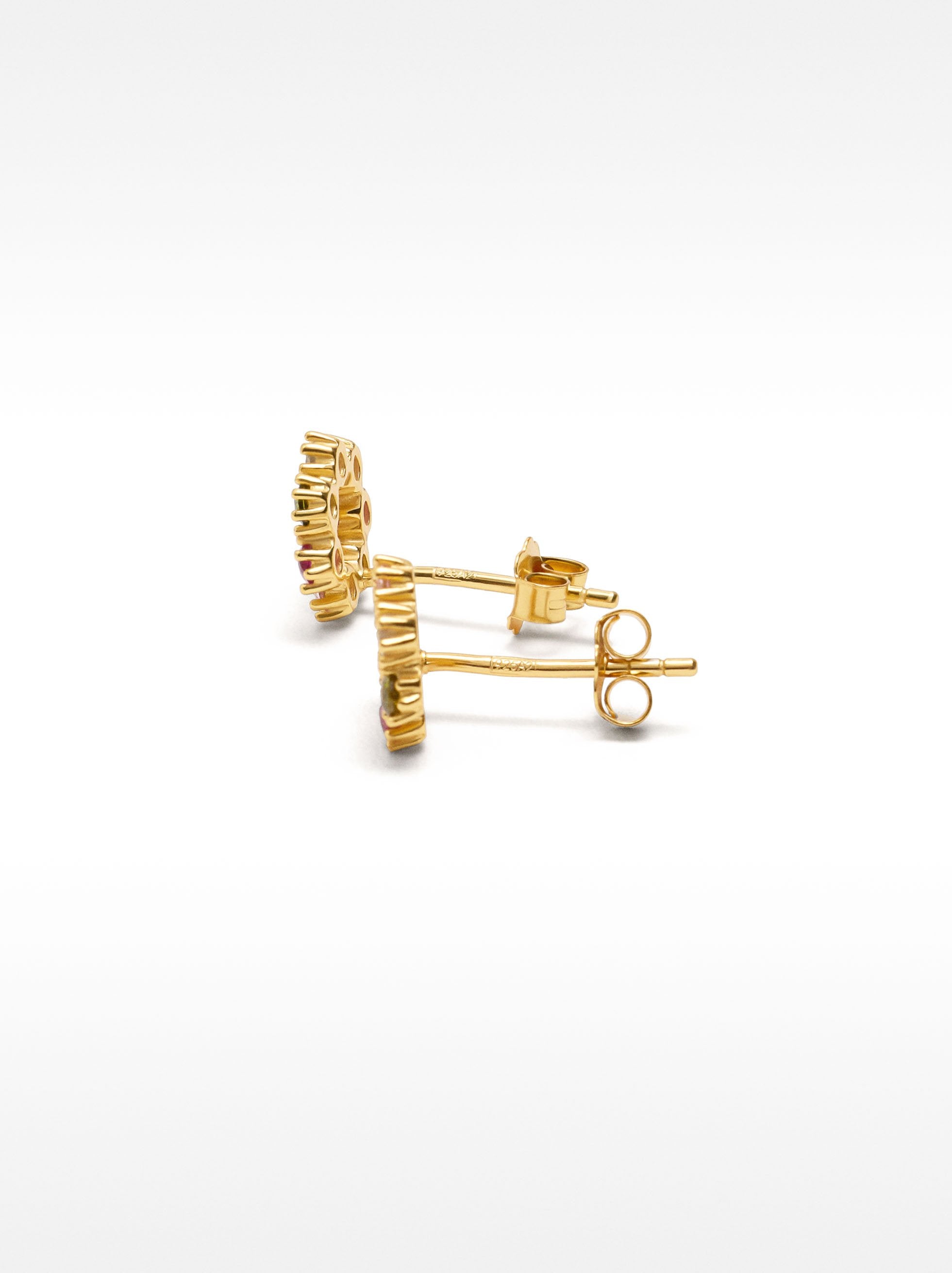 Pendientes Multicolores Con Circonitas - Plata De Ley 925