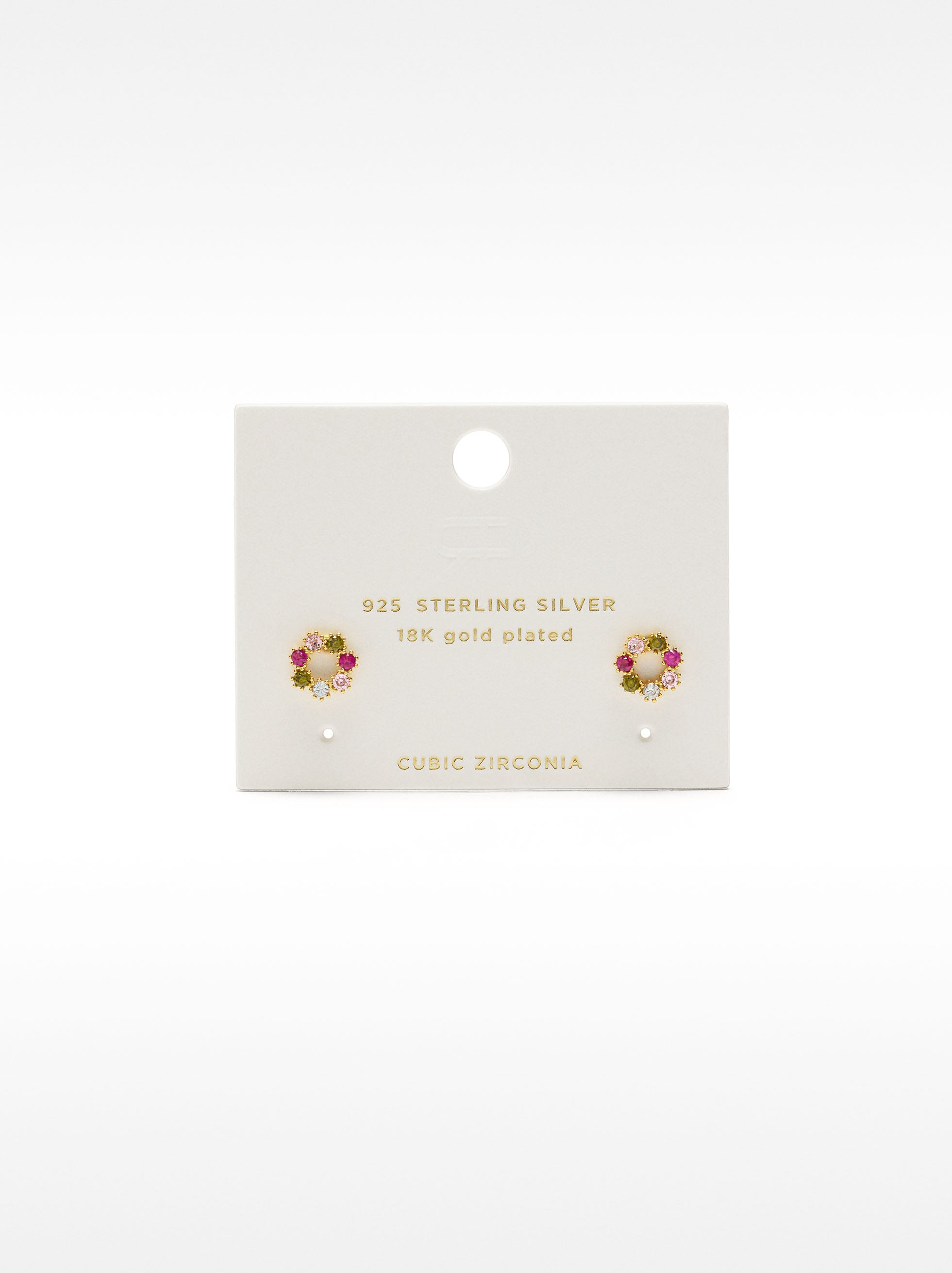 Pendientes Multicolores Con Circonitas - Plata De Ley 925