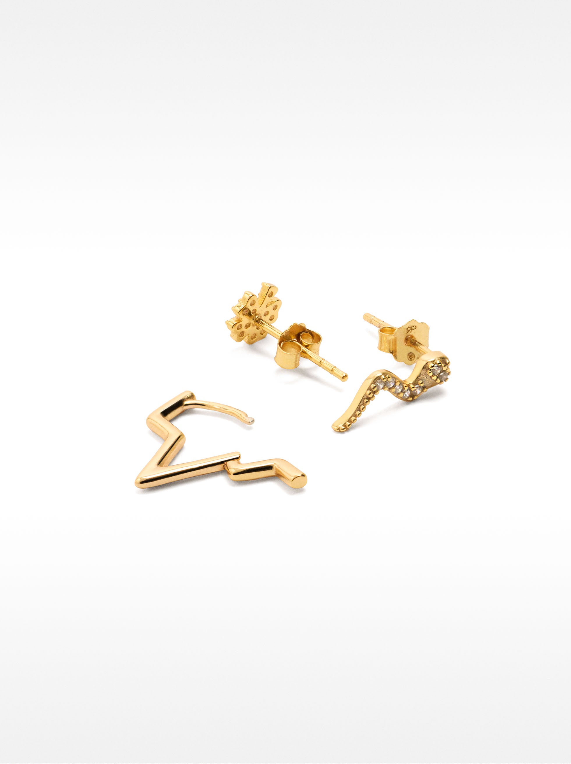 Set De Pendientes Con Cristales - Plata De Ley 925
