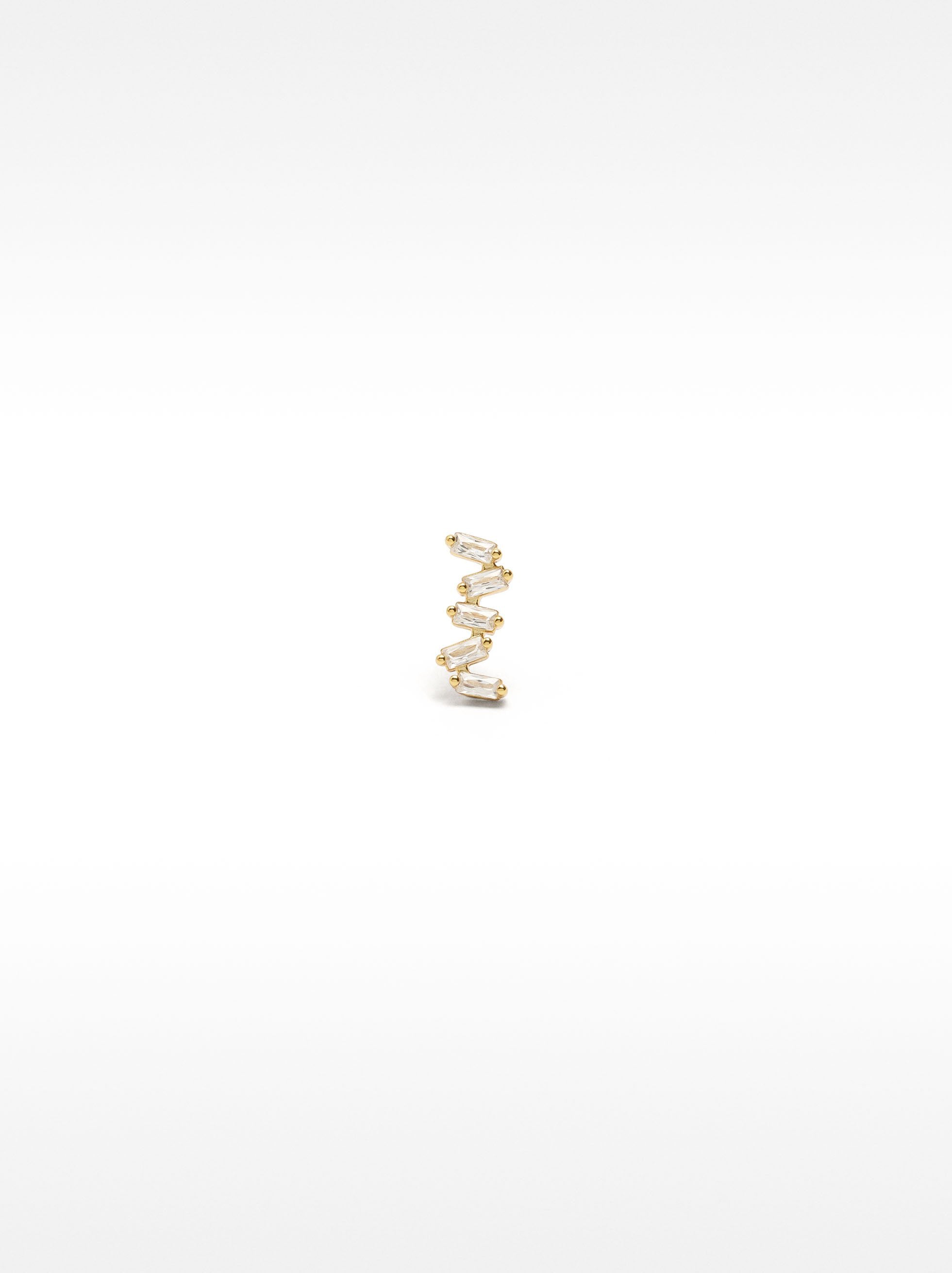 Pendientes Zigzag Con Cristales - Plata De Ley 925