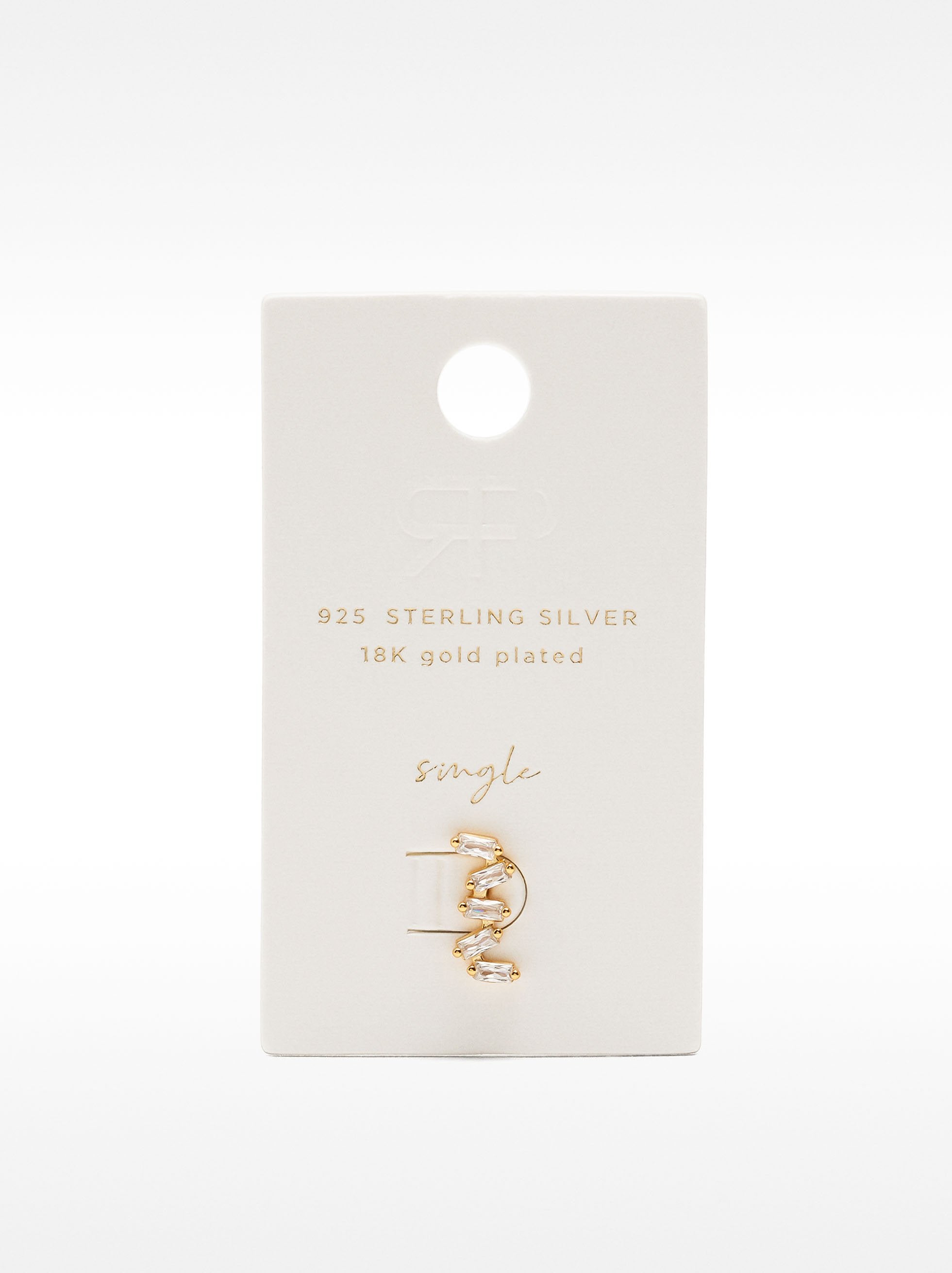 Pendientes Zigzag Con Cristales - Plata De Ley 925