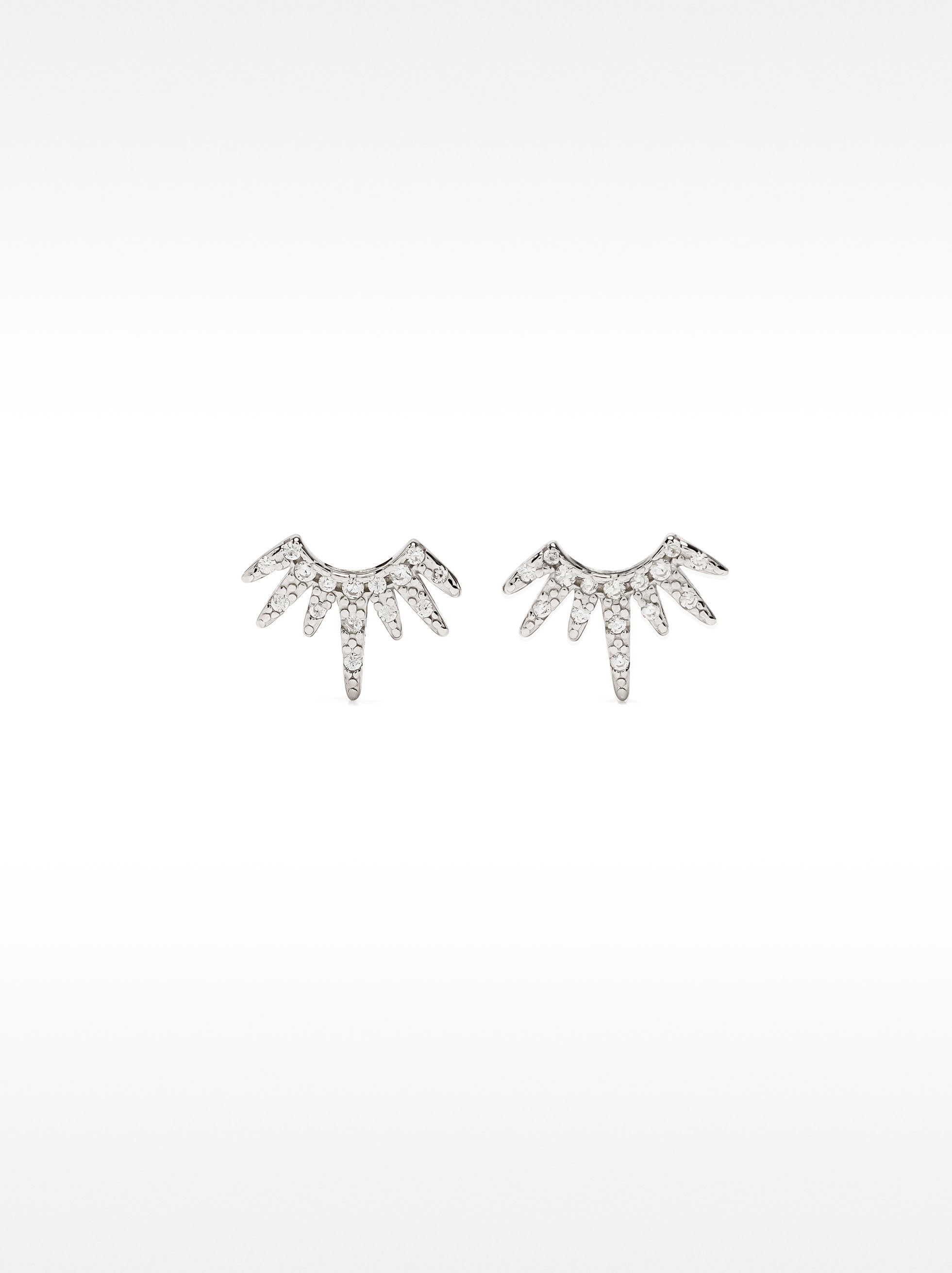 Pendientes Corona Con Circonitas - Plata De Ley 925
