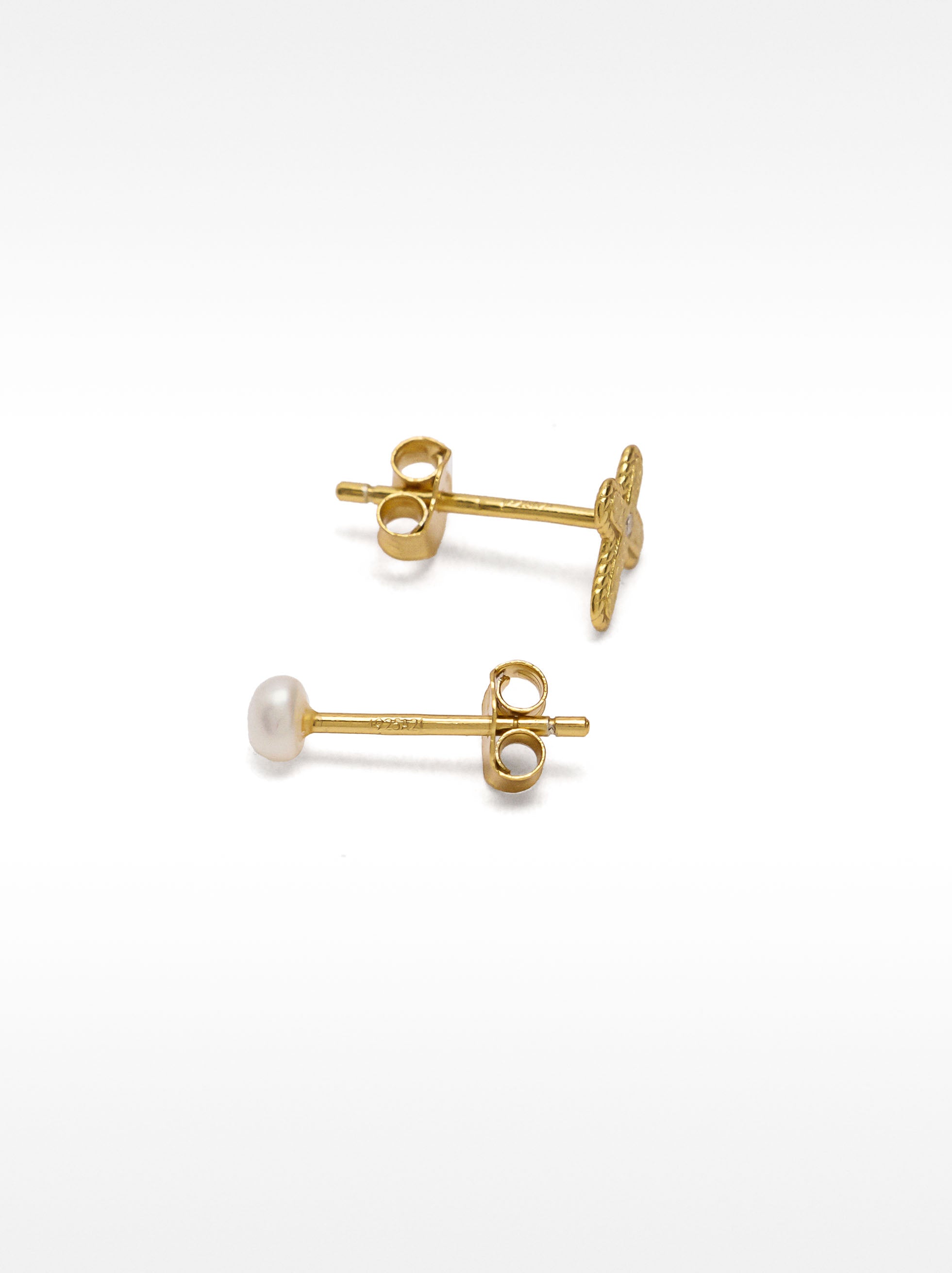 Set De Aros Con Perlas De Agua Dulce - Plata De Ley 925