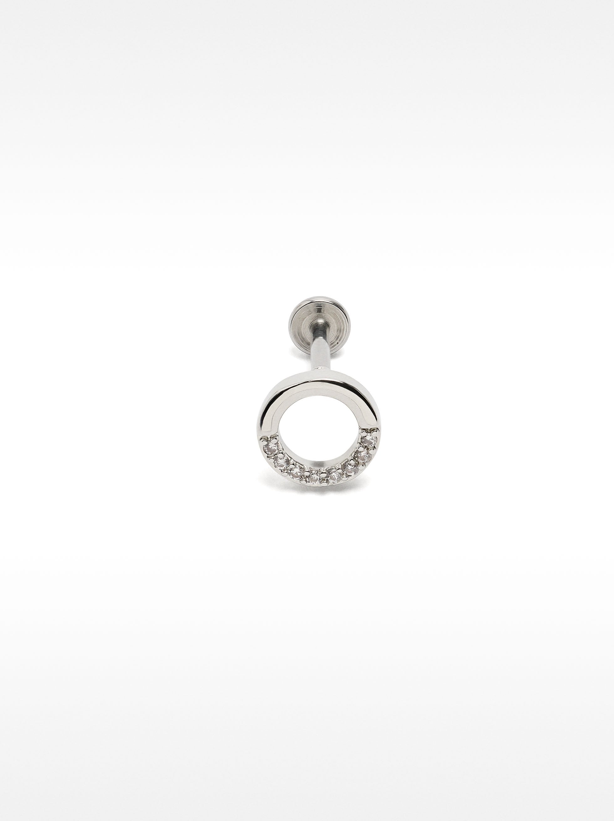 Piercing De Oreja Tipo Aro Con Circonitas – Acero Inoxidable