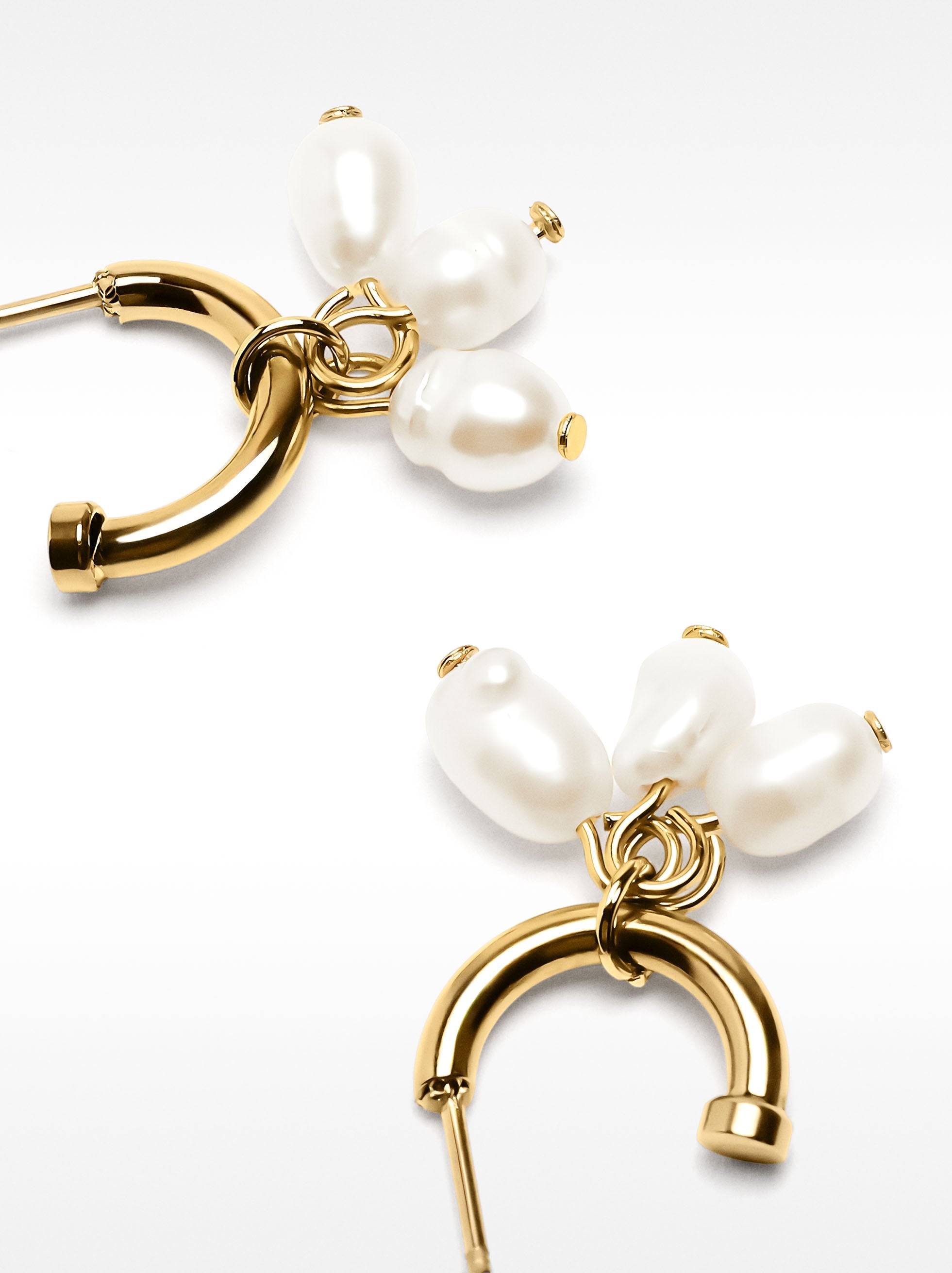 Aros Con Perla De Agua Dulce - Acero Inoxidable