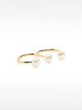 Anillo Doble Con Perlas De Agua Dulce - Plata De Ley 925