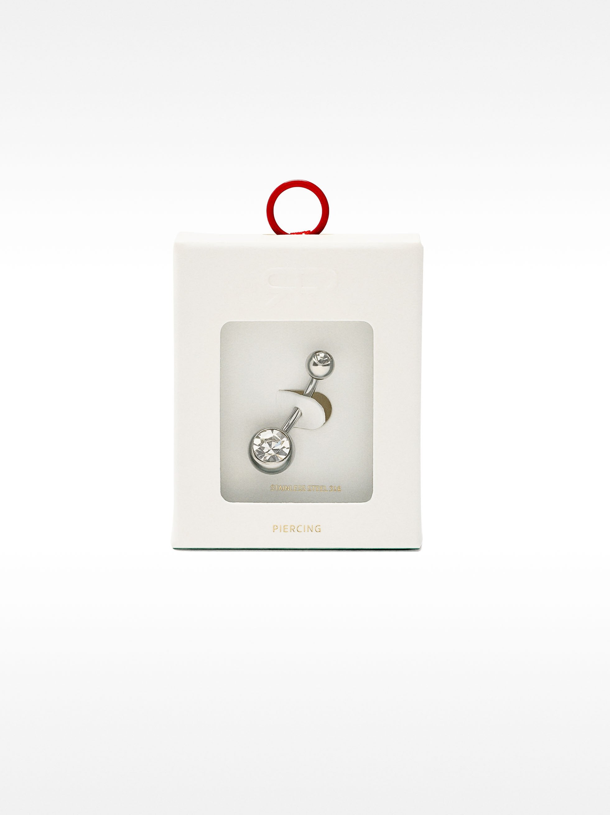 Piercing De Ombligo Con Cristal – Acero Inoxidable