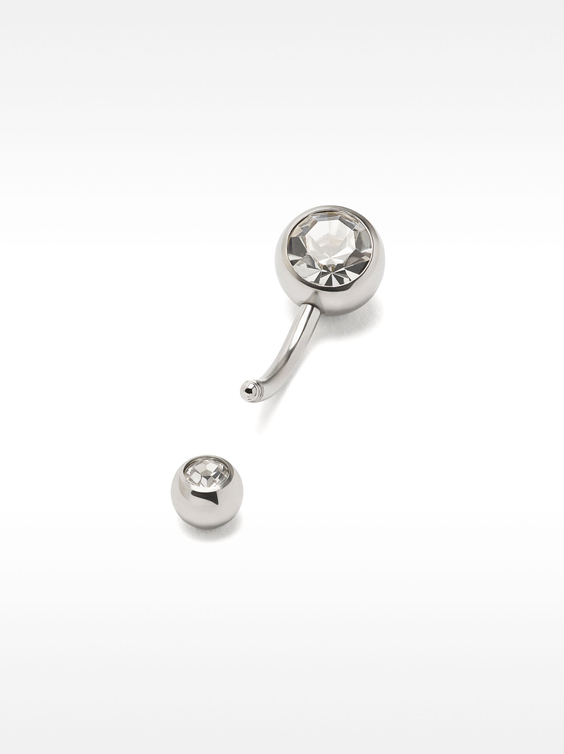 Piercing De Ombligo Con Cristal – Acero Inoxidable