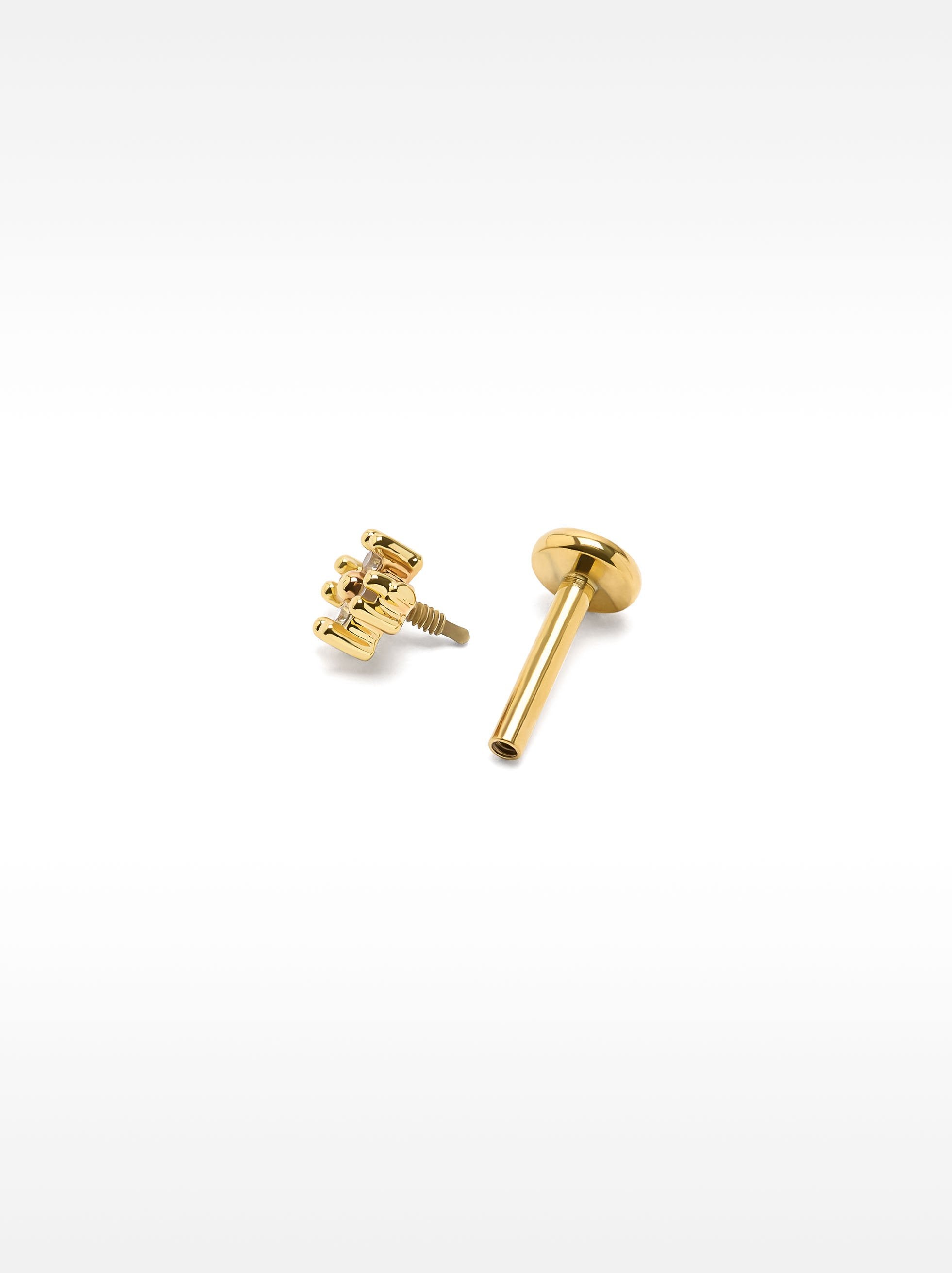Piercing De Oreja Con Flor Y Circonitas – Acero Inoxidable