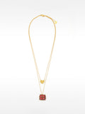 Collar Doble Con Colgantes De Corazón - Plata De Ley 925