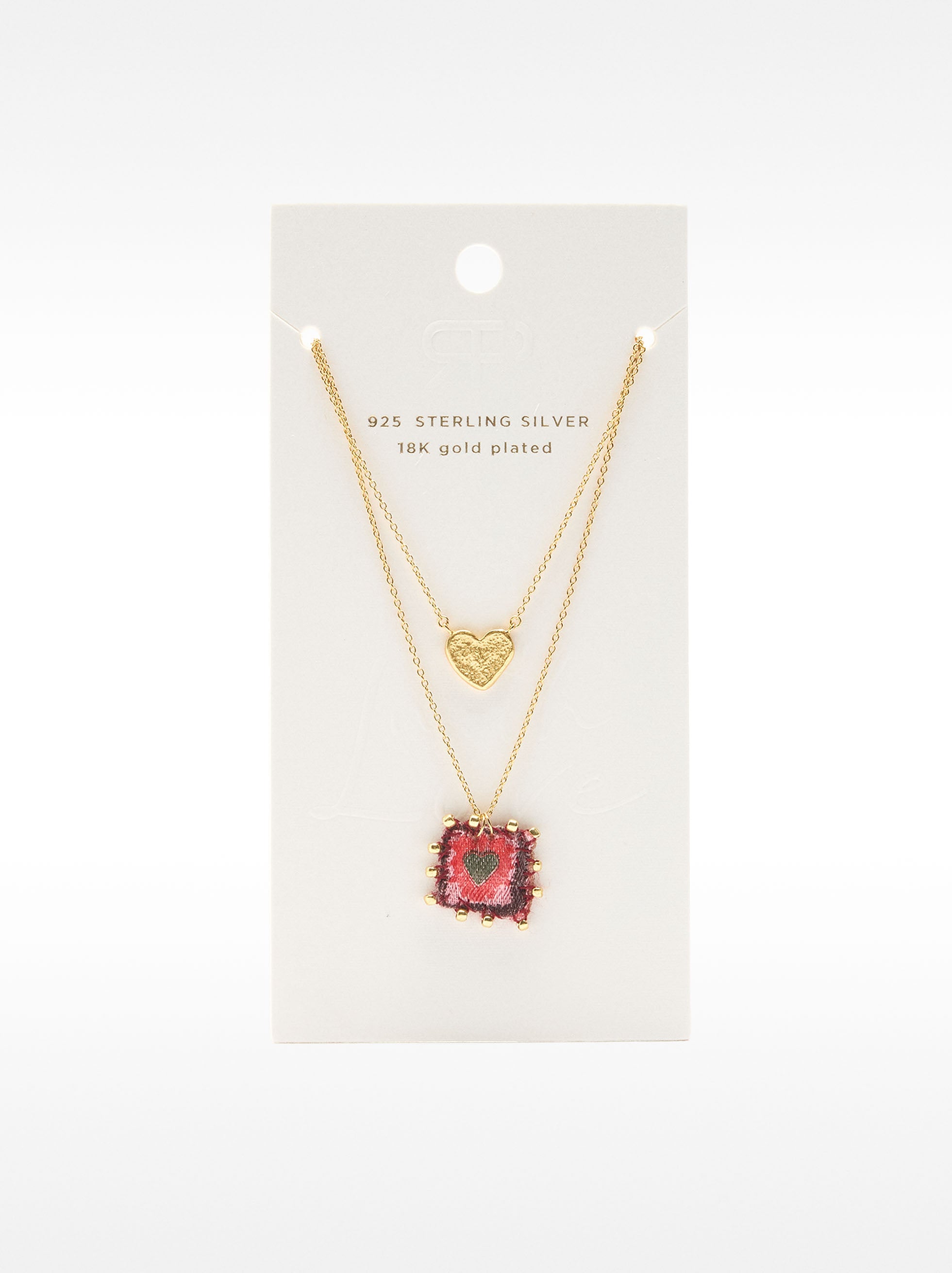 Collar Doble Con Colgantes De Corazón - Plata De Ley 925