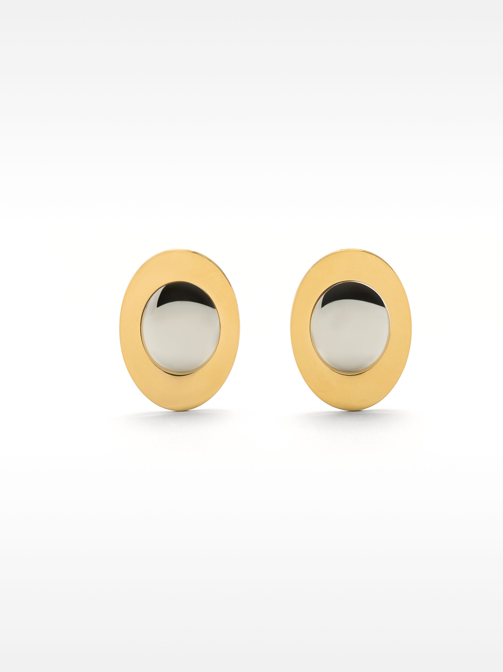 Pendientes Bicolor Ovalados - Acero Inoxidable
