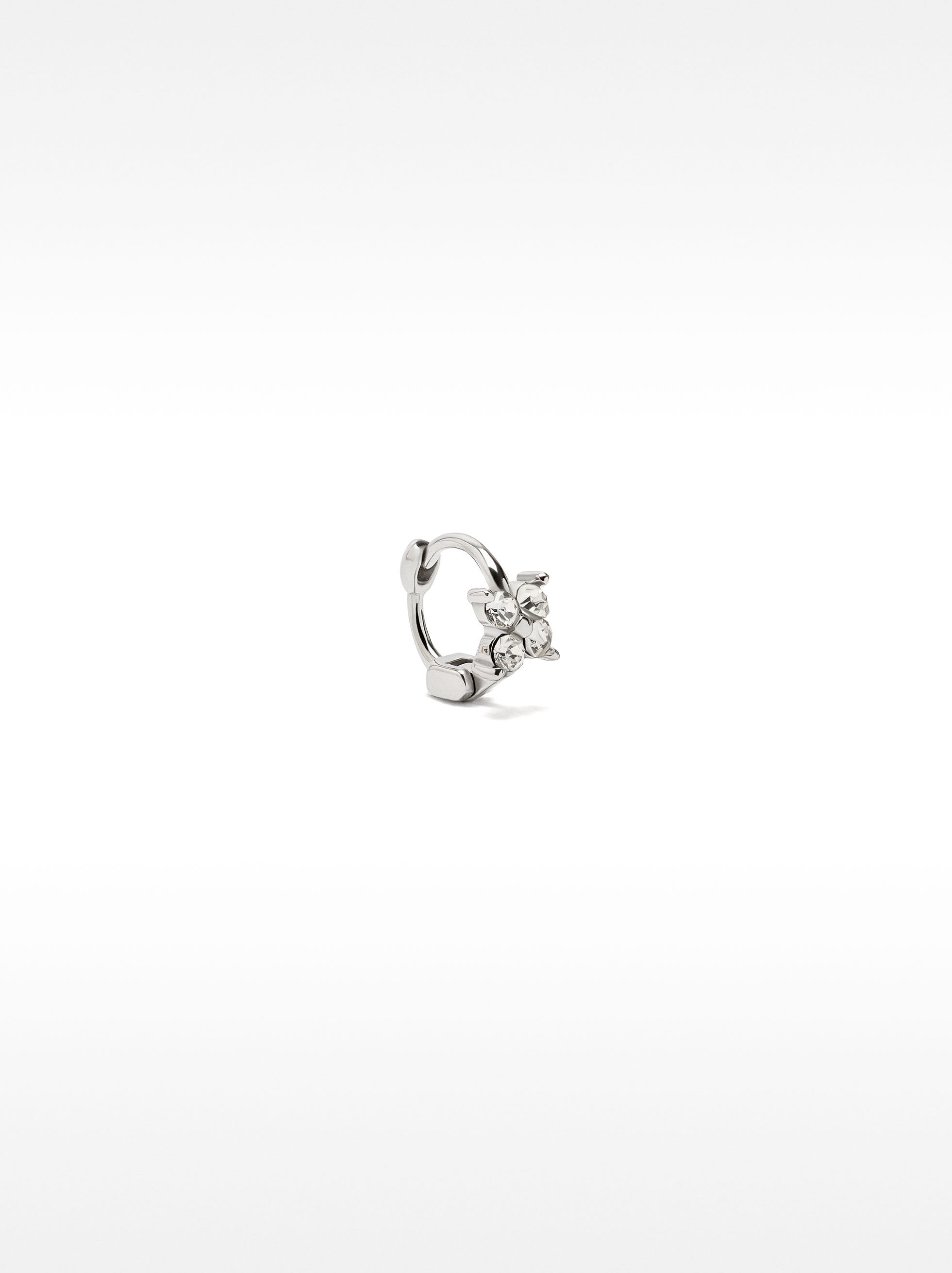 Piercing De Oreja Con Flor Y Cristales – Acero Inoxidable